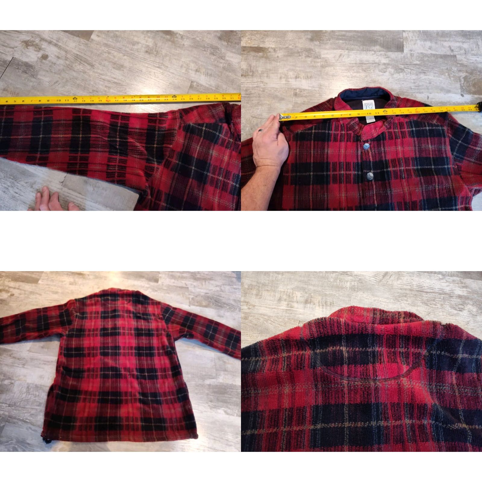 Vintage VINTAGE Field Gear Fleece Sweater Mens LT Buffalo Plaid USA Made 1990s Red & Black Button Cotton Knit Shirt Mens Size US L / EU 52-54 / 3 - 9 Thumbnail
