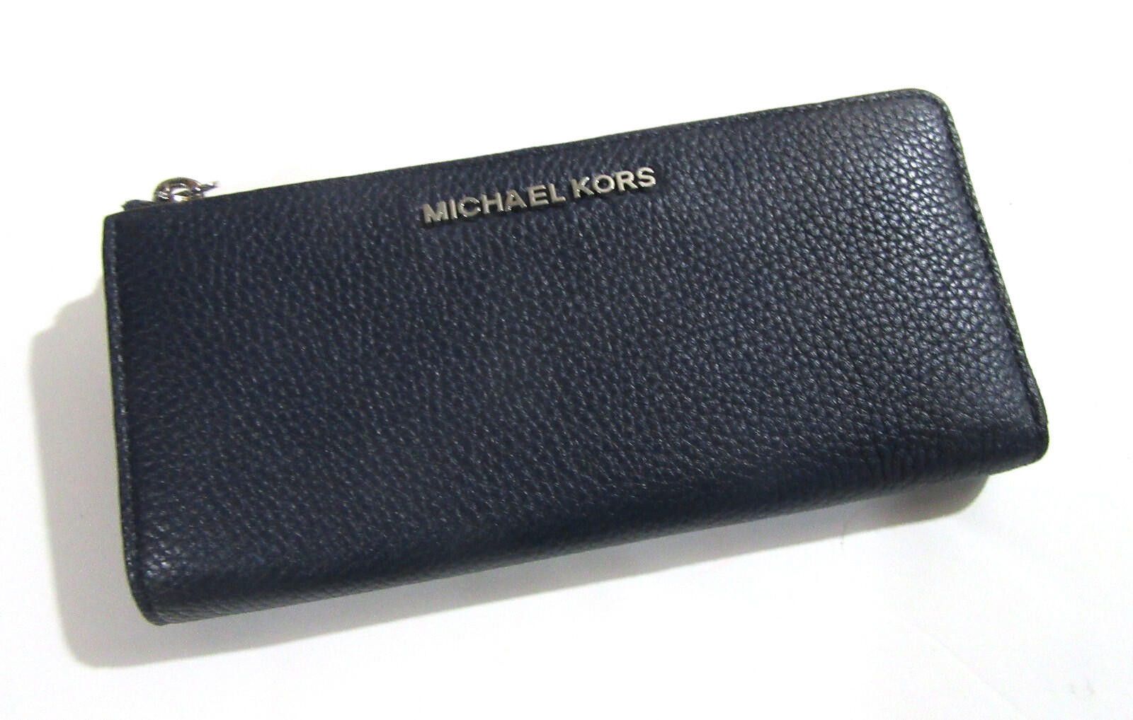Michael Kors Michael Kors Bedford Zip Leather Wallet Navy / Silver Size ONE SIZE - 1 Thumbnail