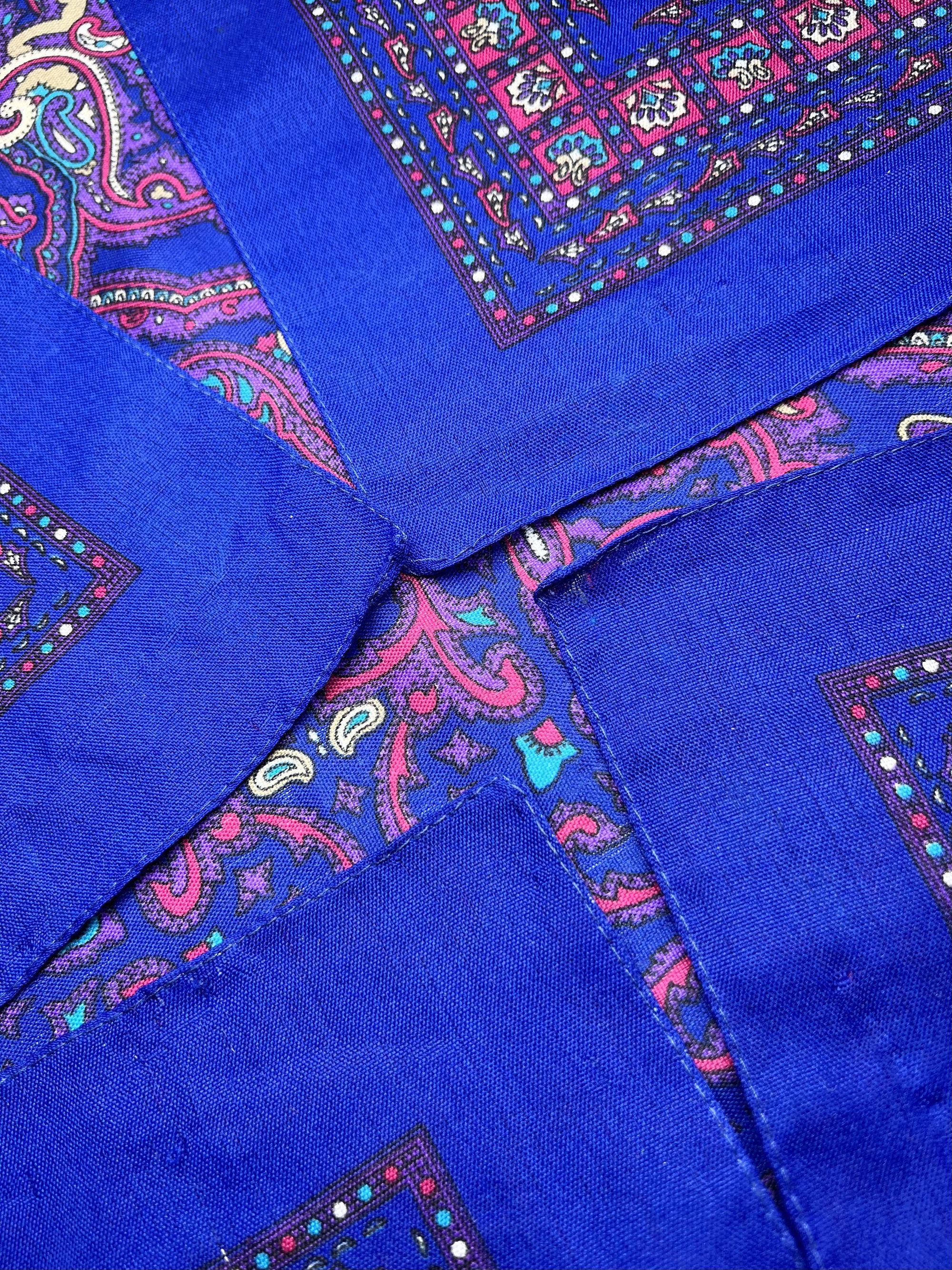 Vintage Vintage Paisley Silky Scarf Rich Blue & Purple Tones Size ONE SIZE - 6 Thumbnail