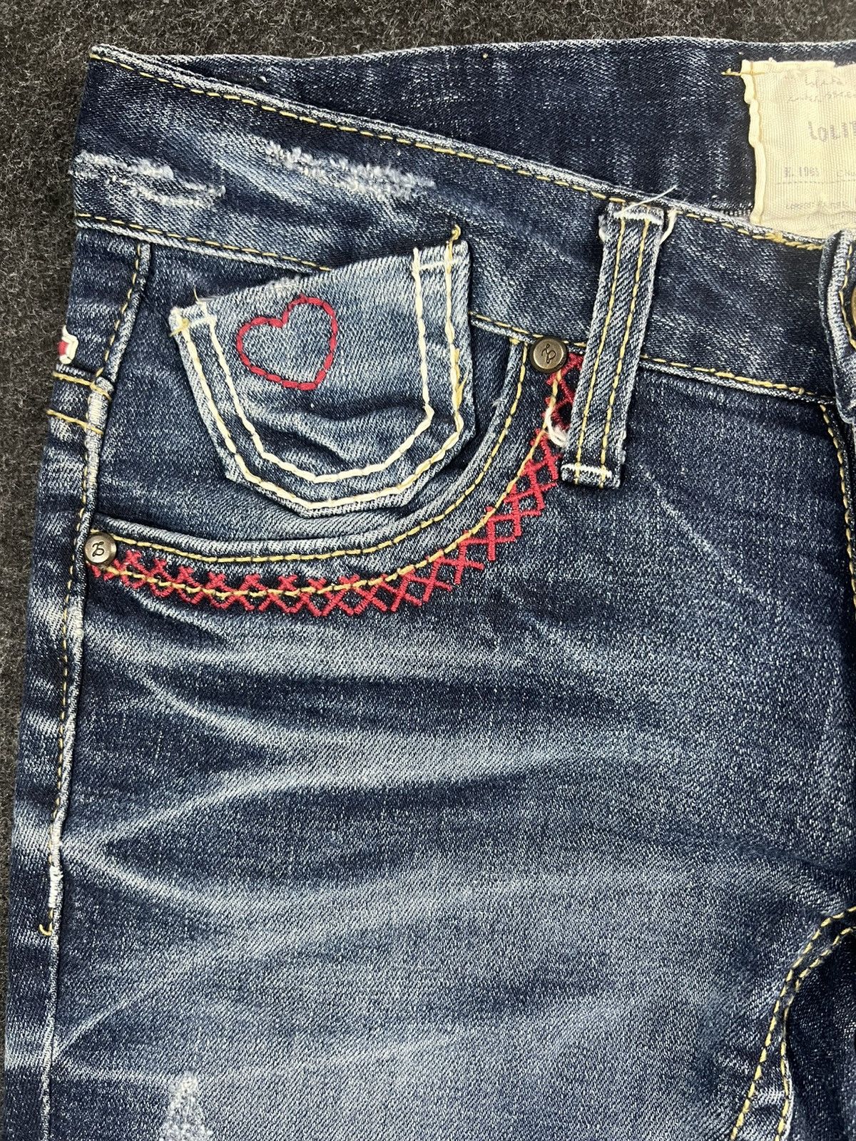 If Six Was Nine Lolita Embroidery Flare Jeans Red Pepper Riobera Size US 29 - 4 Thumbnail