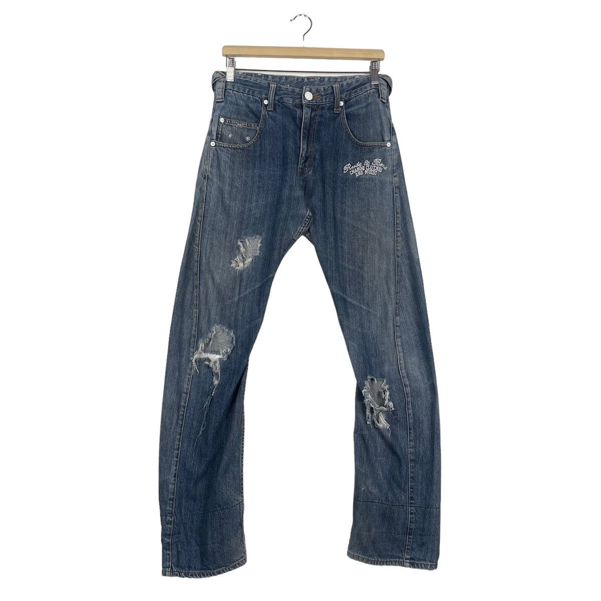 Japanese Brand RIMASTER RIPPED DENIM JEANS Size US 30 / EU 46 - 2 Thumbnail