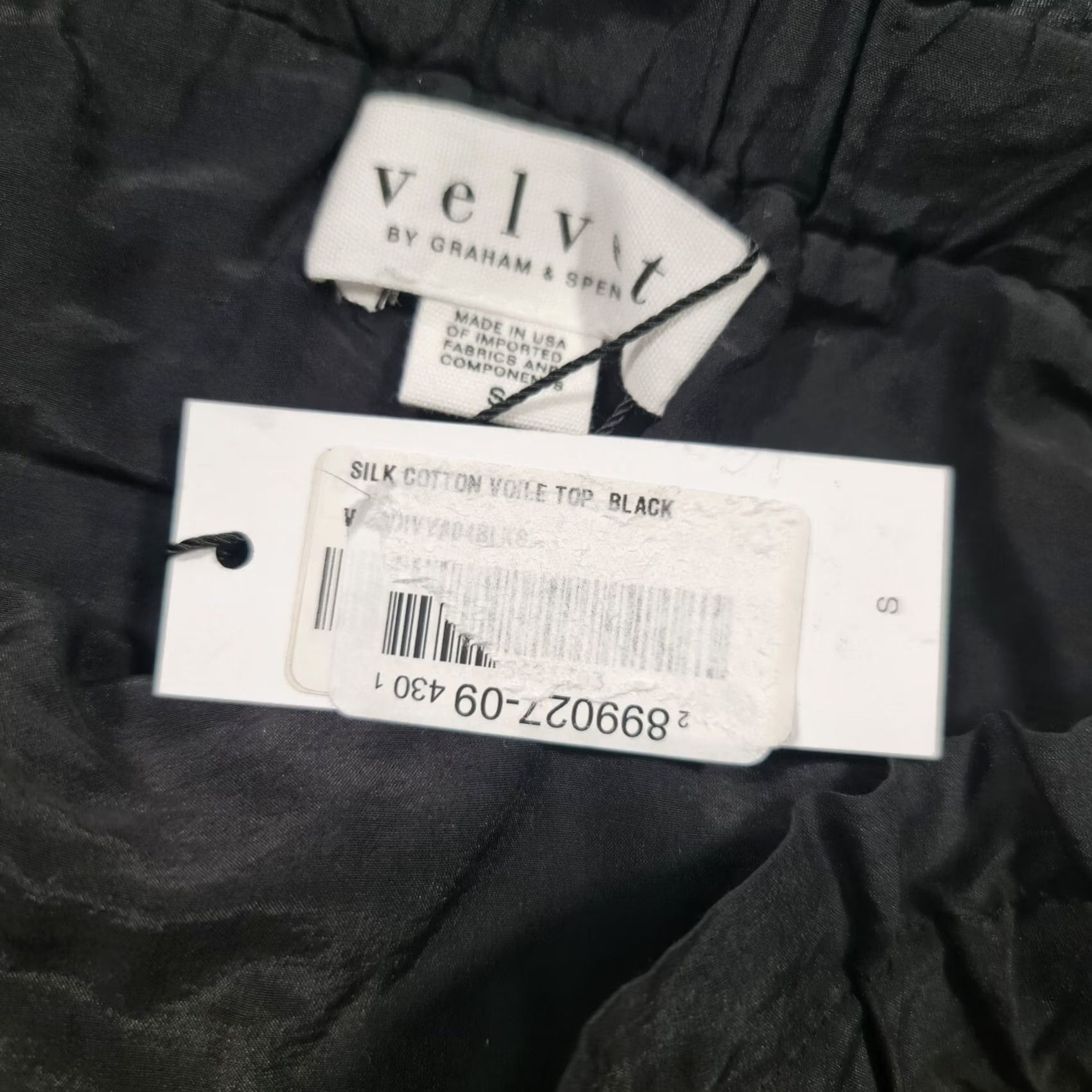 Velvet VINTAGE Velvet By Graham & Spencer Womens Tank Top Black Small Silk Cotton Voile Sleeveless Size S / US 4 / IT 40 - 3 Thumbnail