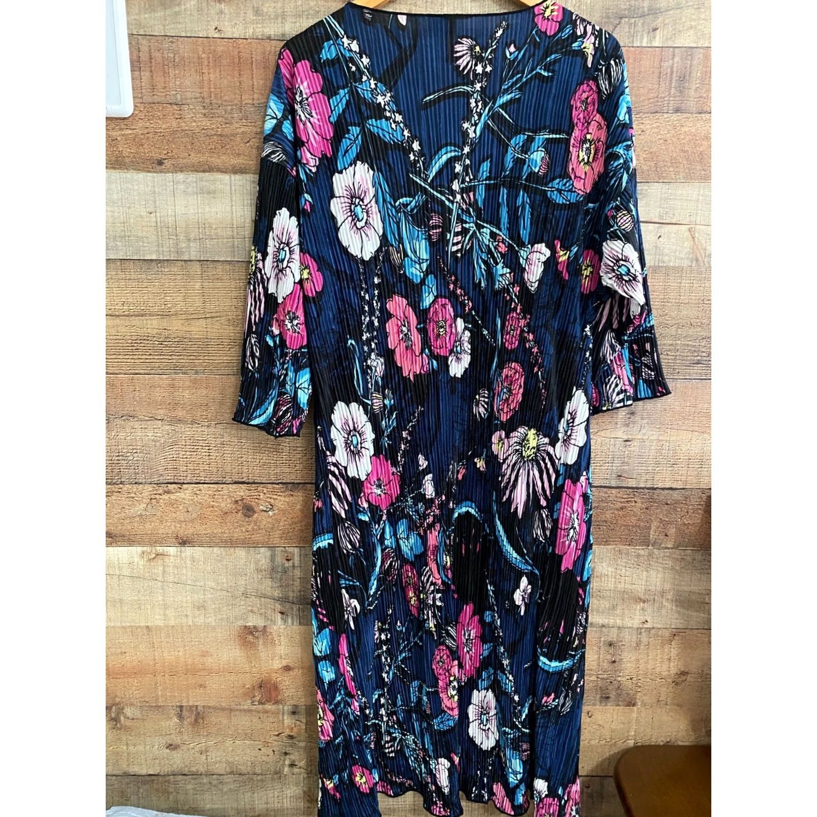 Vintage LuLaRoe Shirley Floral Blue print Cardigan Kimono Duster SZ: m Womens Lightweight Size M / US 6-8 / IT 42-44 - 3 Thumbnail
