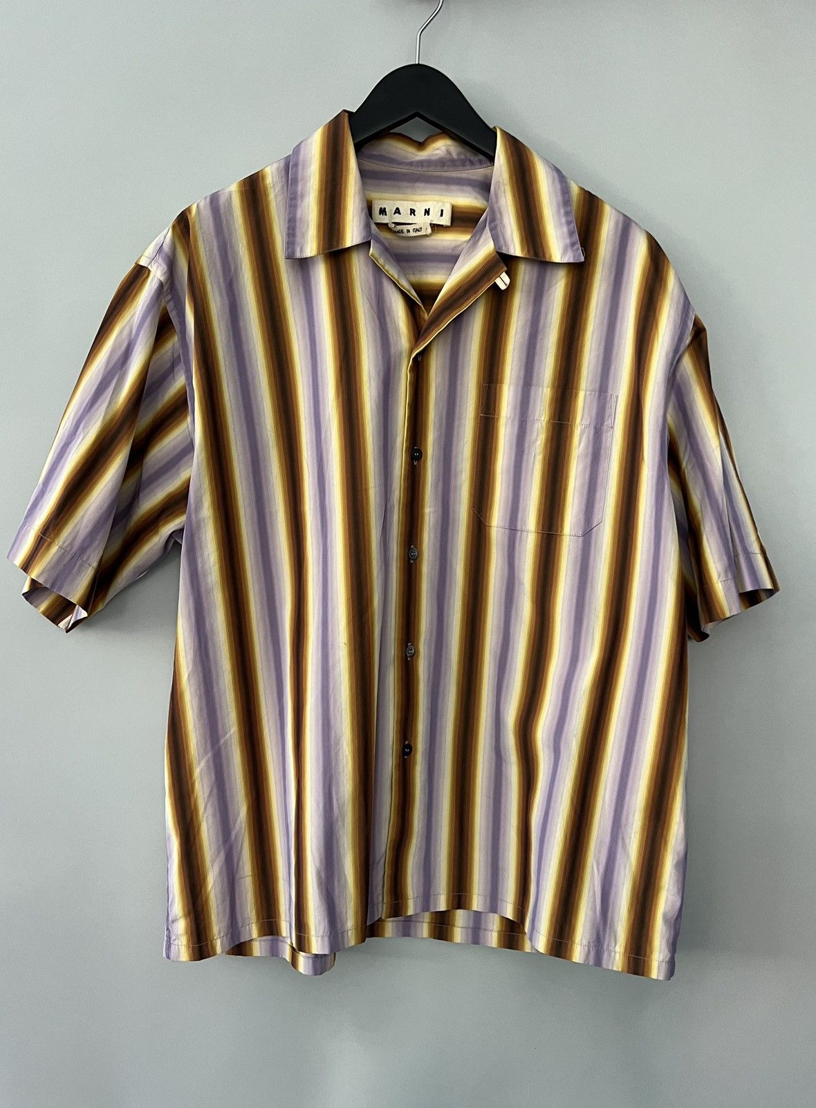 Marni Marni Light Purple & Brown Striped Shirt Size US L / EU 52-54 / 3 - 2 Thumbnail