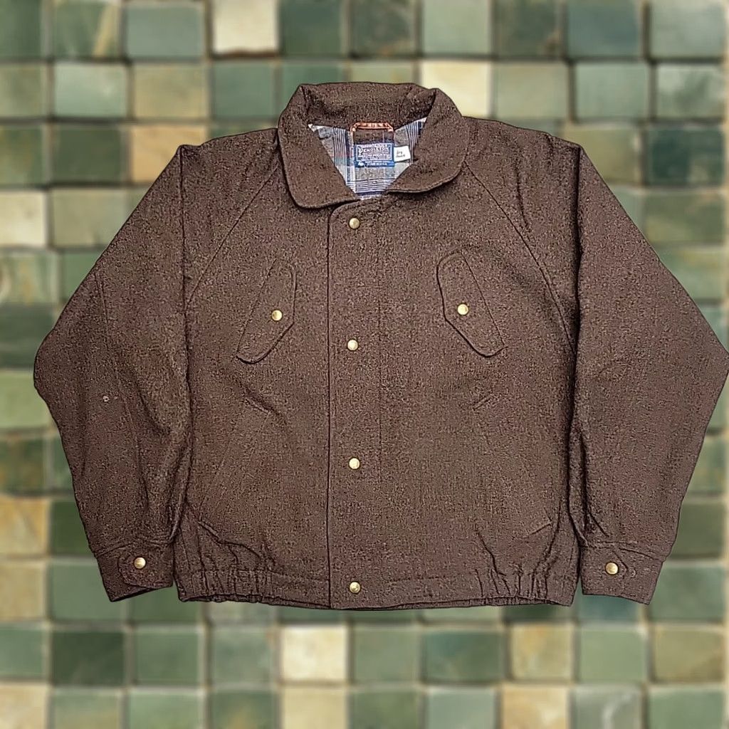 Pendleton VINTAGE Pendleton Wool Jacket Mens M Brown Bomber Jacket USA Zip Snap Read Size US M / EU 48-50 / 2 - 1 Thumbnail