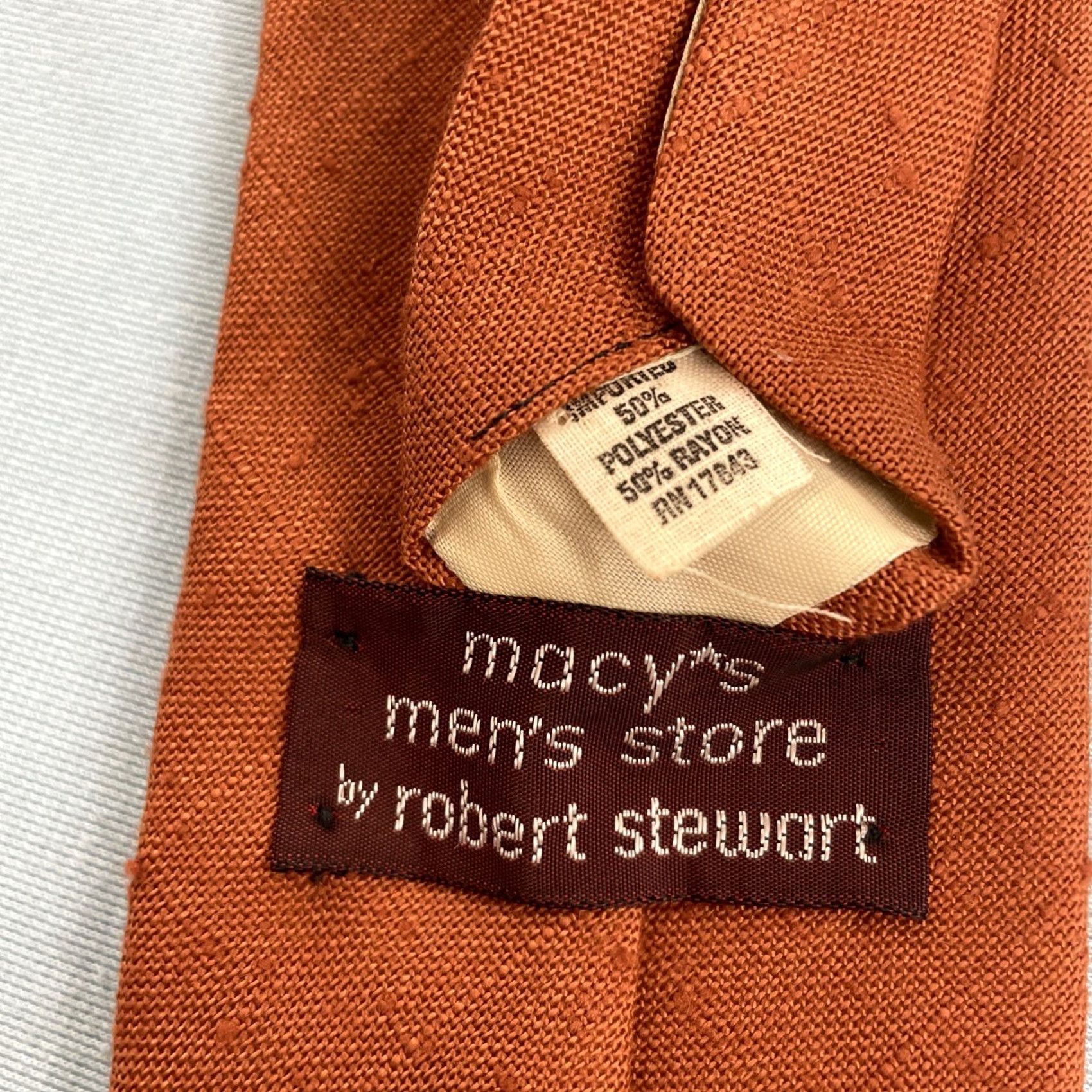 Vintage VTG Macy's Mens Store Robert Stewart Solid Rust Orange Silk NeckTie 3x57 Vintage Necktie Tie Men Size ONE SIZE - 5 Thumbnail