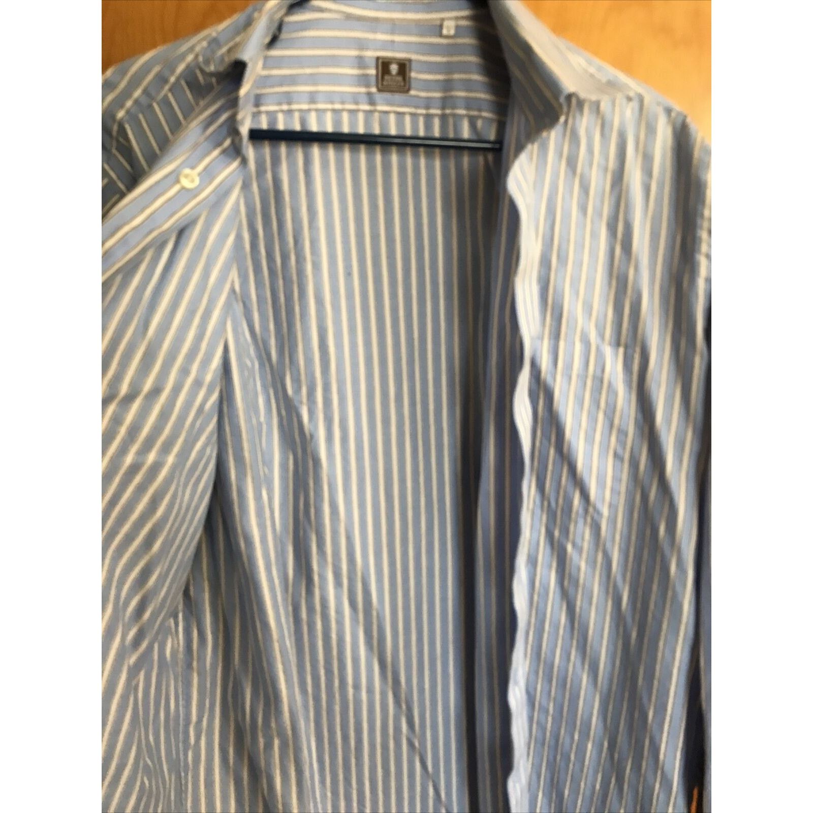 Peter Millar Peter Millar Men’s 16.5 Blue Striped LS Button Down Shirt Size US XL / EU 56 / 4 - 5 Thumbnail