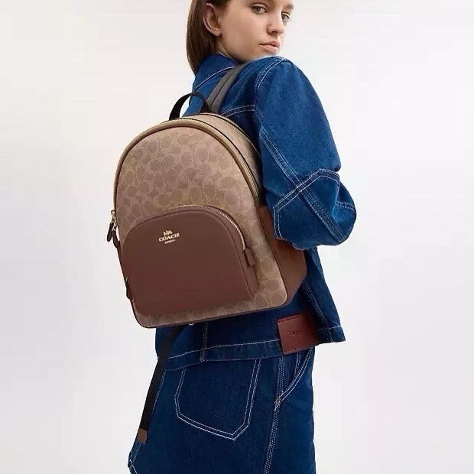 Coach NWT Coach Court Backpack Canvas CZ176 Gold/Tan/Brown Size ONE SIZE - 6 Thumbnail