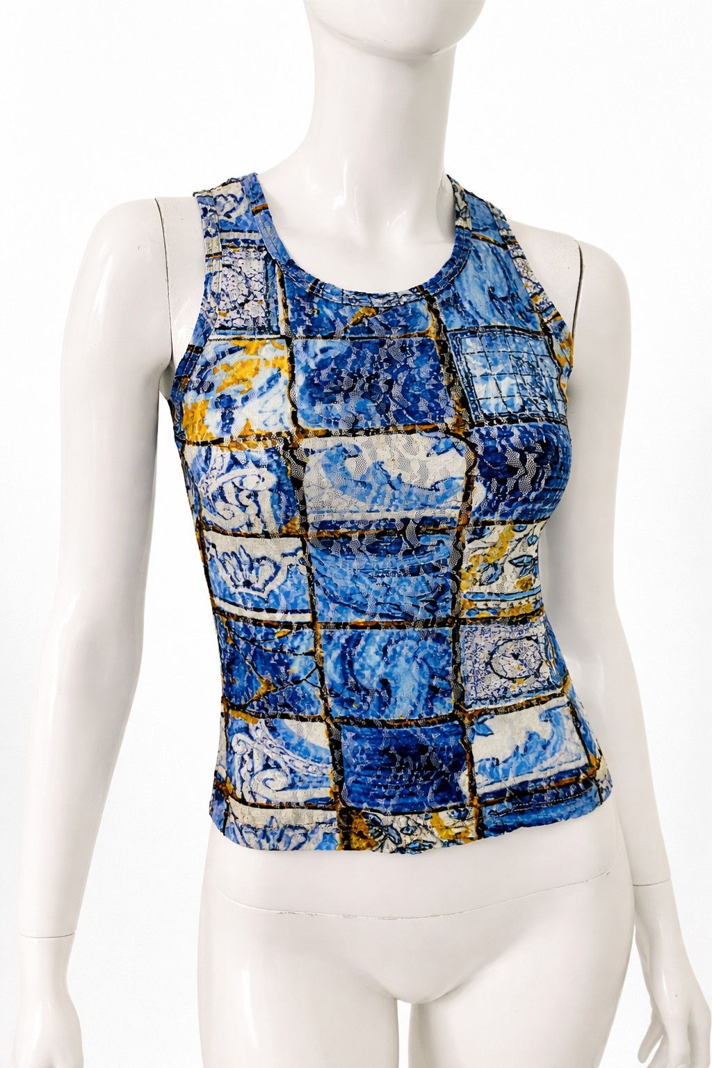 Jean Paul Gaultier Jean Paul Gaultier Semi Transparent Top Tile Y2K Mosaic Tee Size US S / EU 44-46 / 1 - 1 Thumbnail