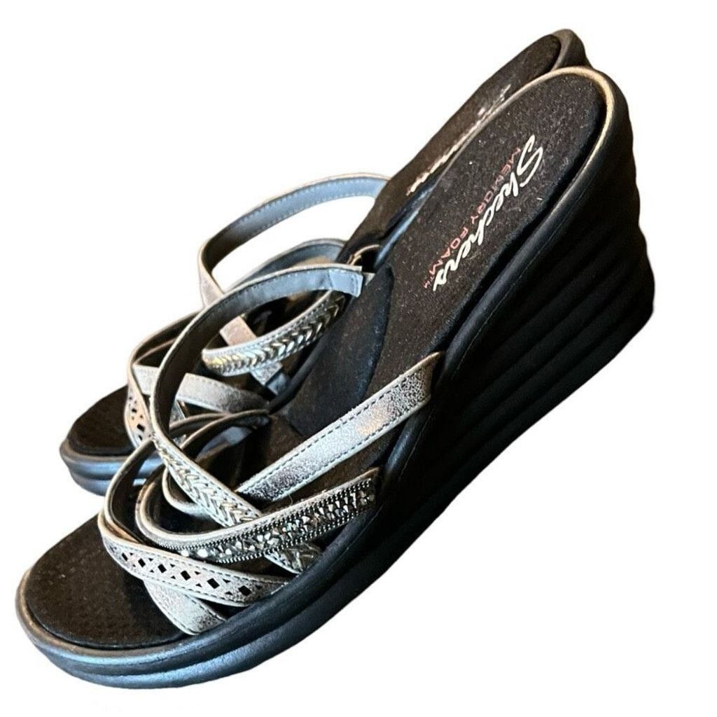 SKECHERS Skechers Cali Memory Foam Strappy Wedge Sandals Sz 9 Size US 9 / IT 39 - 4 Thumbnail