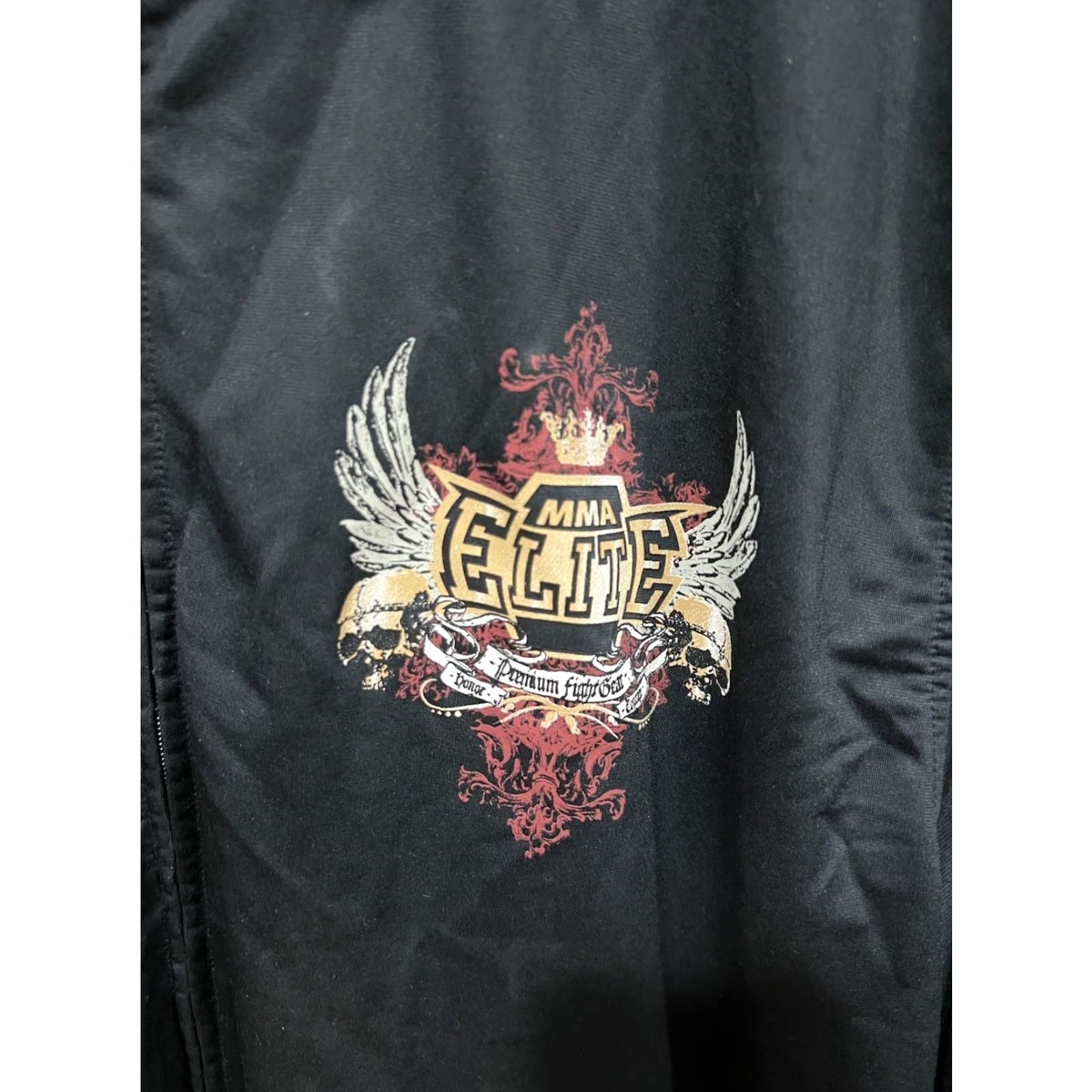 Vintage MMA Elite Track Jacket Men's XL Skull Zip Up Black Satin Full Zip Streetwear Size US XL / EU 56 / 4 - 3 Thumbnail