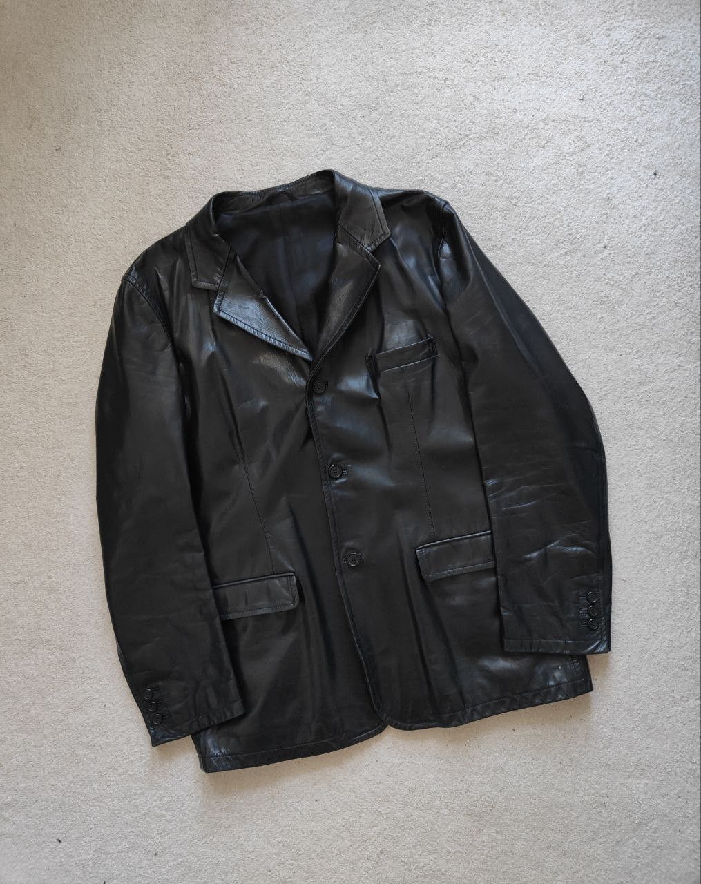 Prada Prada Heavyweight Leather 3 Buttons Coat Blazer Jacket Size US L / EU 52-54 / 3 - 1 Thumbnail