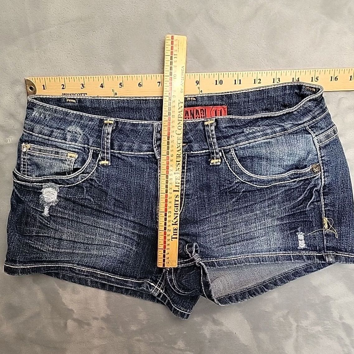 Denime Zanadi Shorts Womens 11 Booty Festival Jorts Faded Blue Denim Booty Micro Mini Size 32" / US 10 / IT 46 - 4 Thumbnail