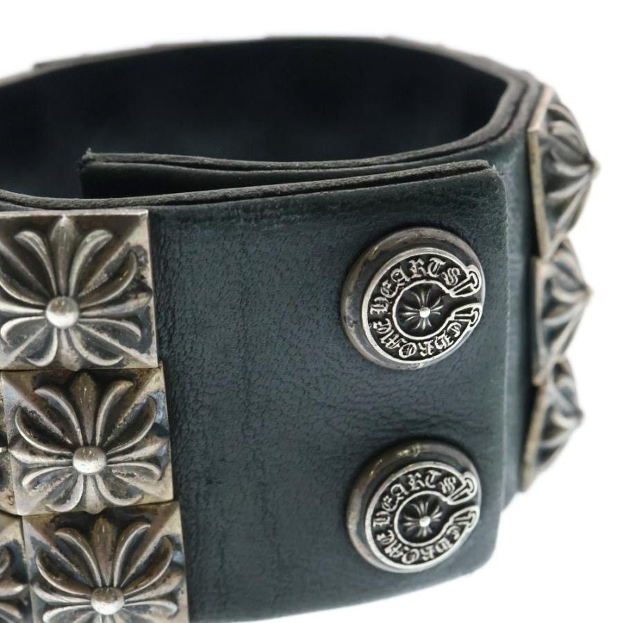 Chrome Hearts Chrome Hearts Pyramid Cross Studs Triple Leather Bracelet Size ONE SIZE - 5 Thumbnail