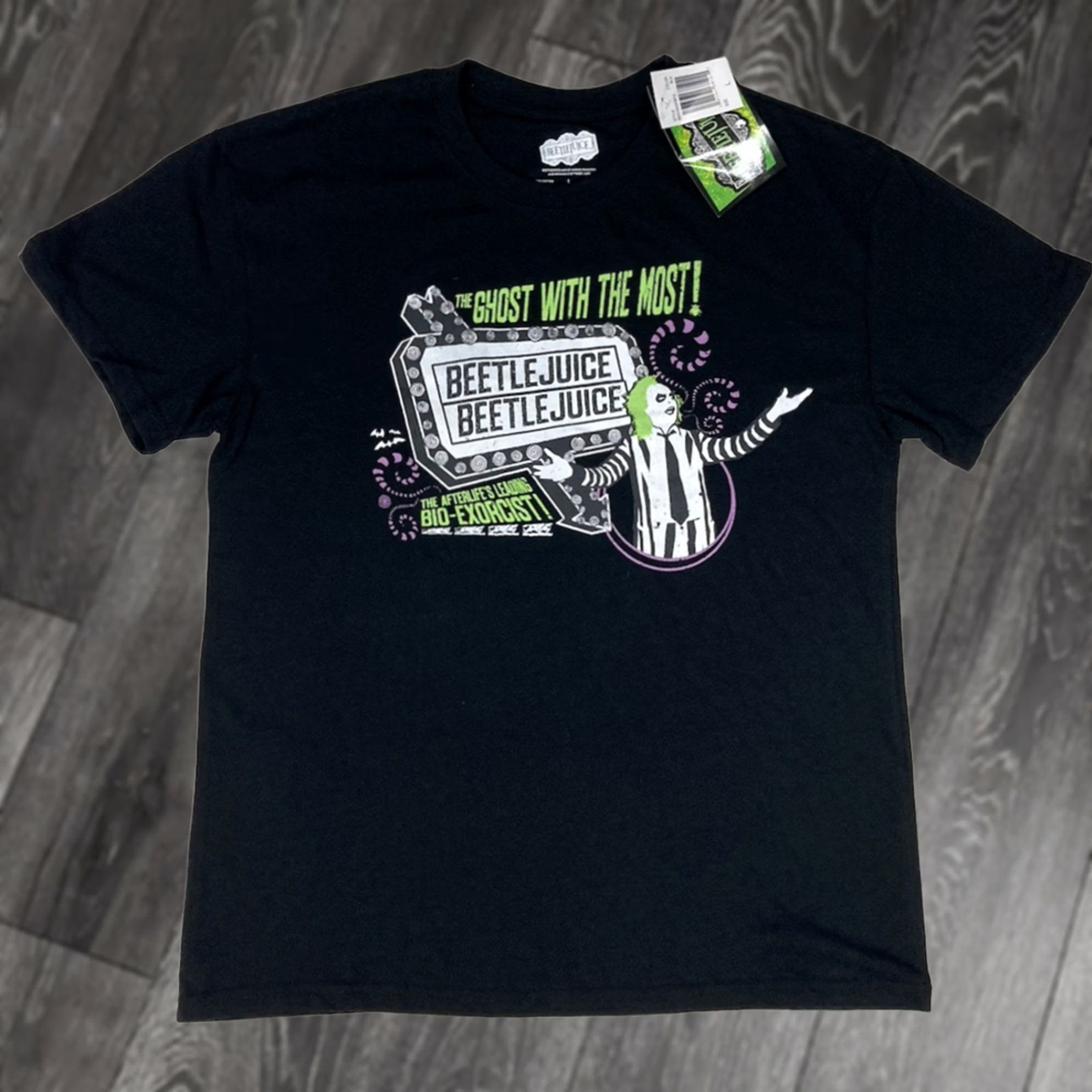 Vintage Beetlejuice Men T-Shirt Graphic Print Short Sleeve Crew Neck Black LSIZE Logo Halloween Movie Shirt Mens Size US L / EU 52-54 / 3 - 1 Thumbnail