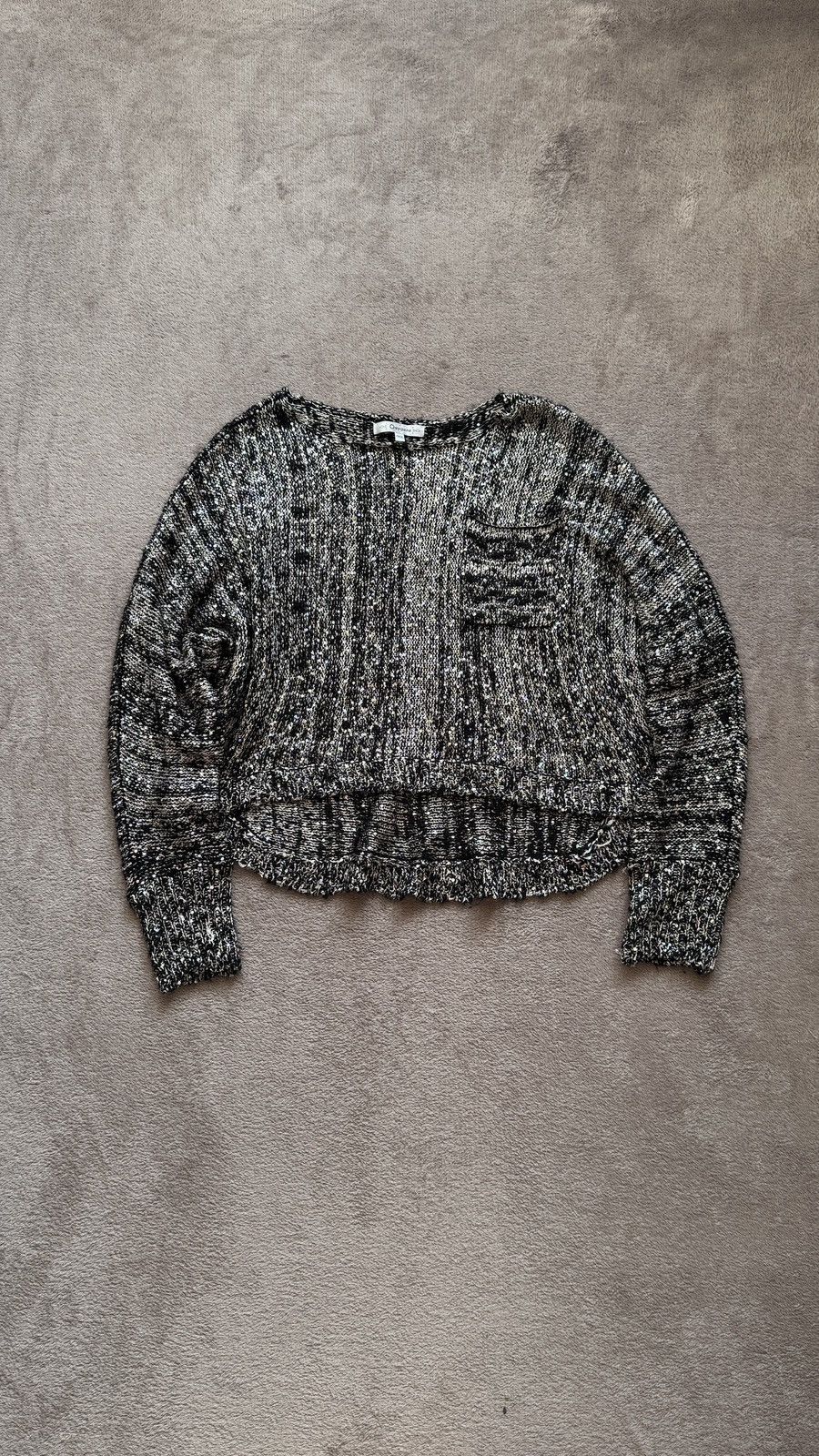 If Six Was Nine Archive Gaultier LGB Style Sequins Raw Hem Cropped Sweater Size US M / EU 48-50 / 2 - 1 Thumbnail