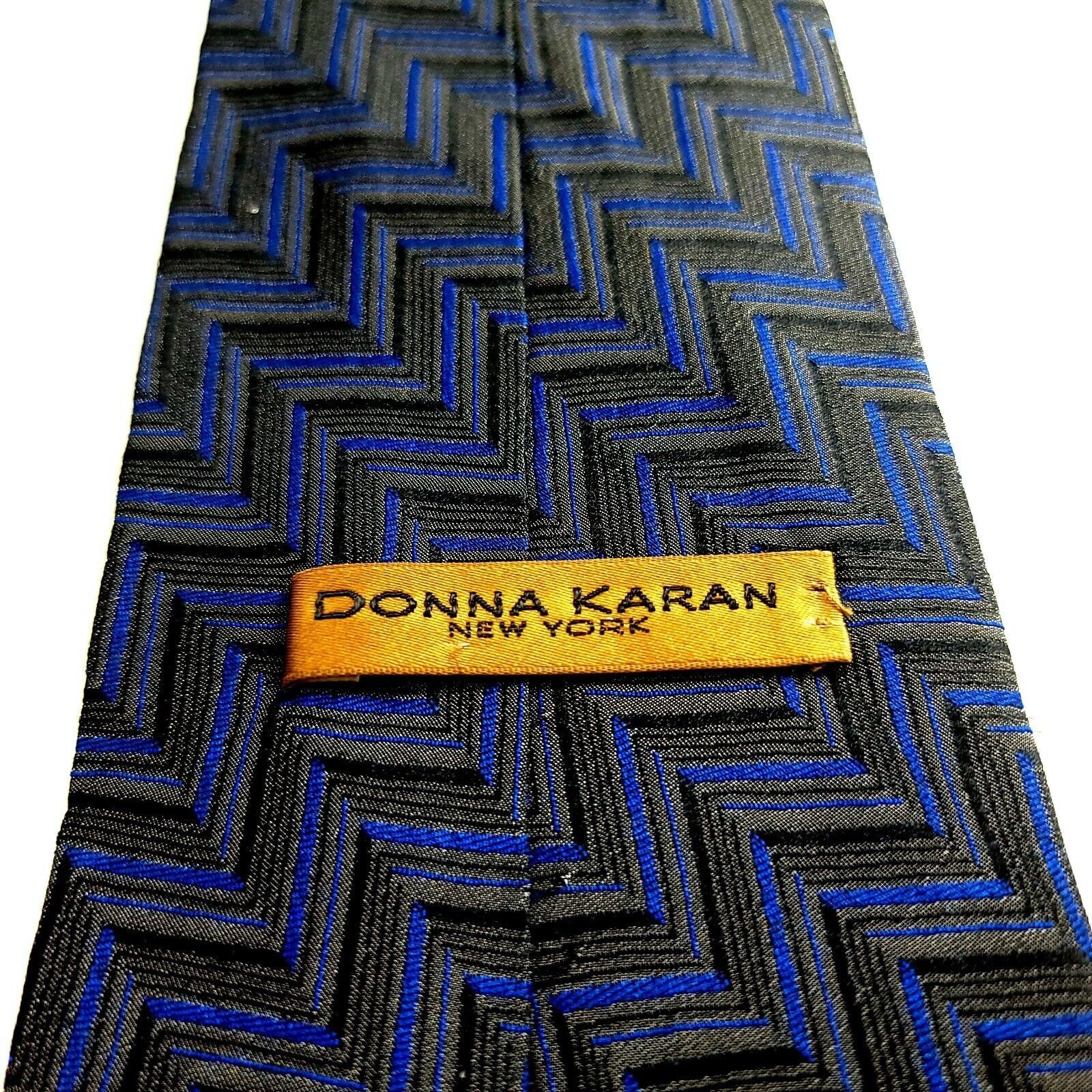 Donna Karan Donna Karan New York Gray Blue Zig Zag Striped Woven Wide Si Size ONE SIZE - 3 Thumbnail