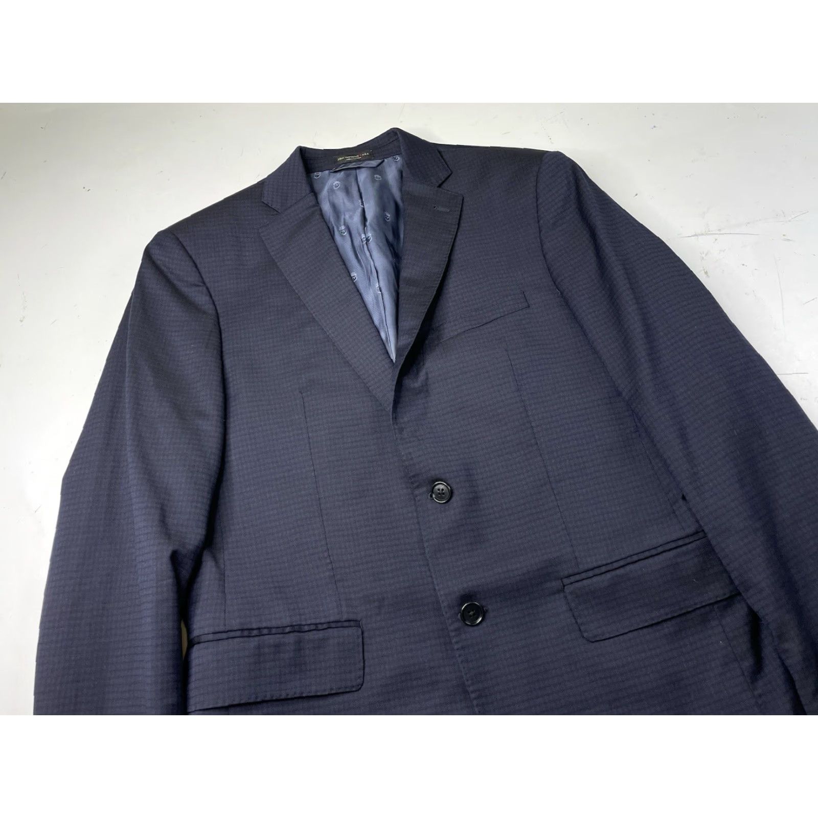 John Varvatos John Varvatos Blazer Men 40R Blue Plaid Wool Single-Breasted Notch Lapel Jacket Coat Checks Wool Blend 100% Size 40R - 5 Thumbnail