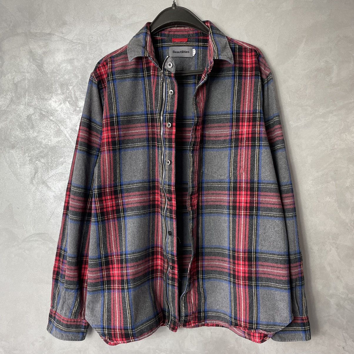 Flannel × Japanese Brand Beautilities Made In Japan Utility Zip + Buttons Shirt Size US L / EU 52-54 / 3 - 9 Thumbnail