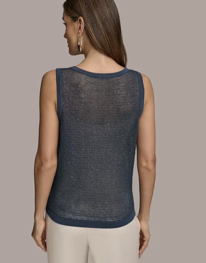Donna Karan Donna Karan New York Sequin Embellished Tank Top Tide ( L ) Size L / US 10 / IT 46 - 3 Thumbnail