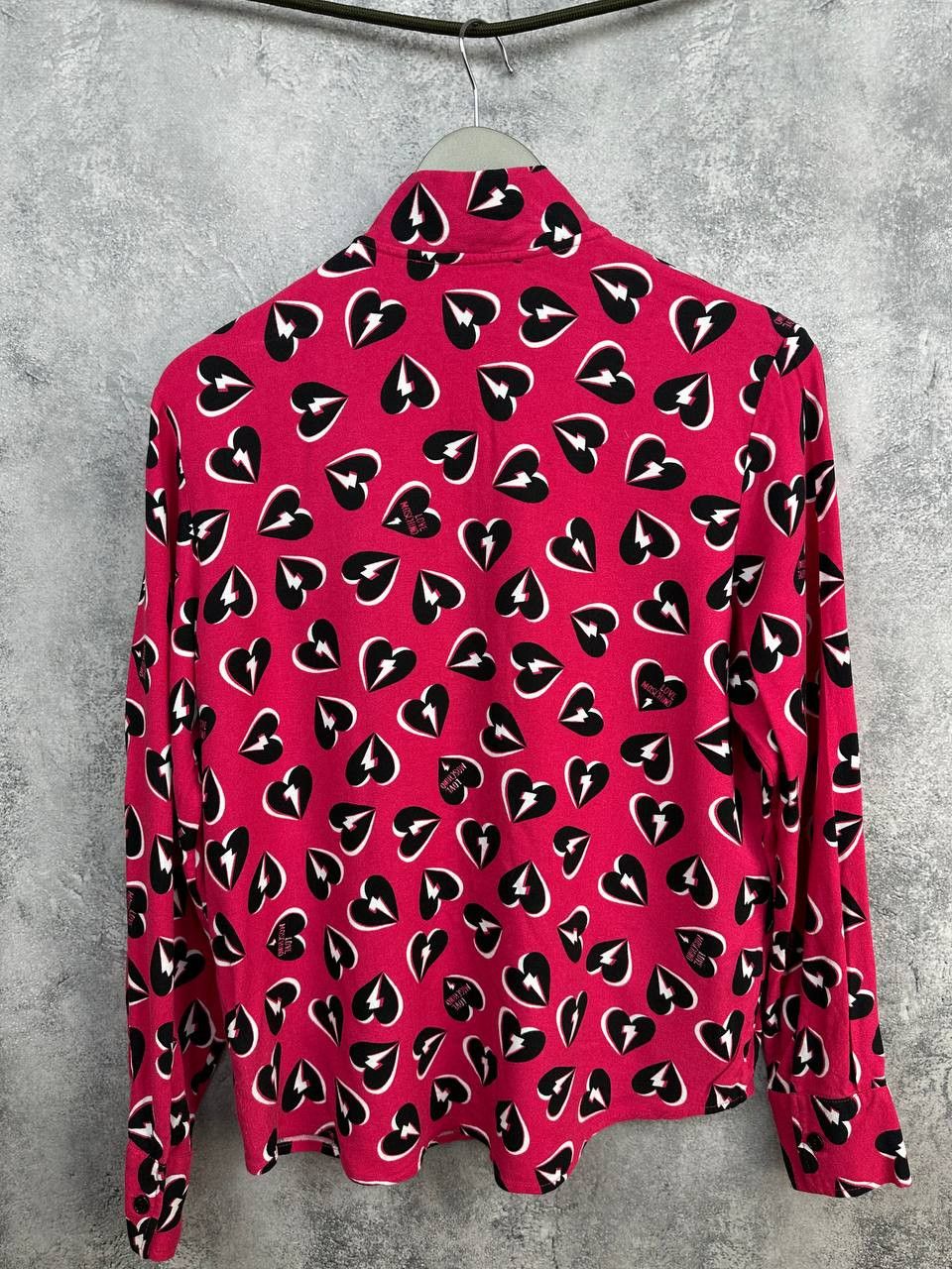 Love Moschino Love Moschino Shirt Allover Thunder Hearts Tie-Neck Collar Size S / US 4 / IT 40 - 2 Thumbnail