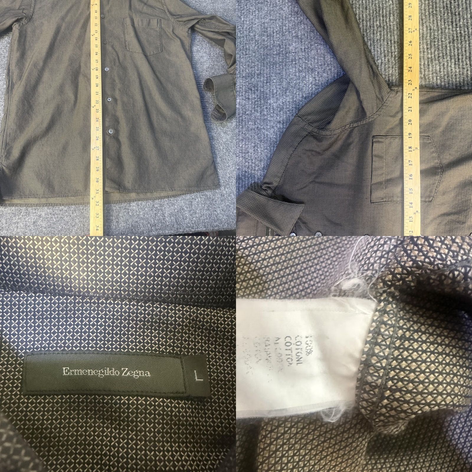 Ermenegildo Zegna Ermenegildo Zegna Shirt Mens Large Brown Green Long Sleeve Cotton Button Up Size US L / EU 52-54 / 3 - 8 Thumbnail