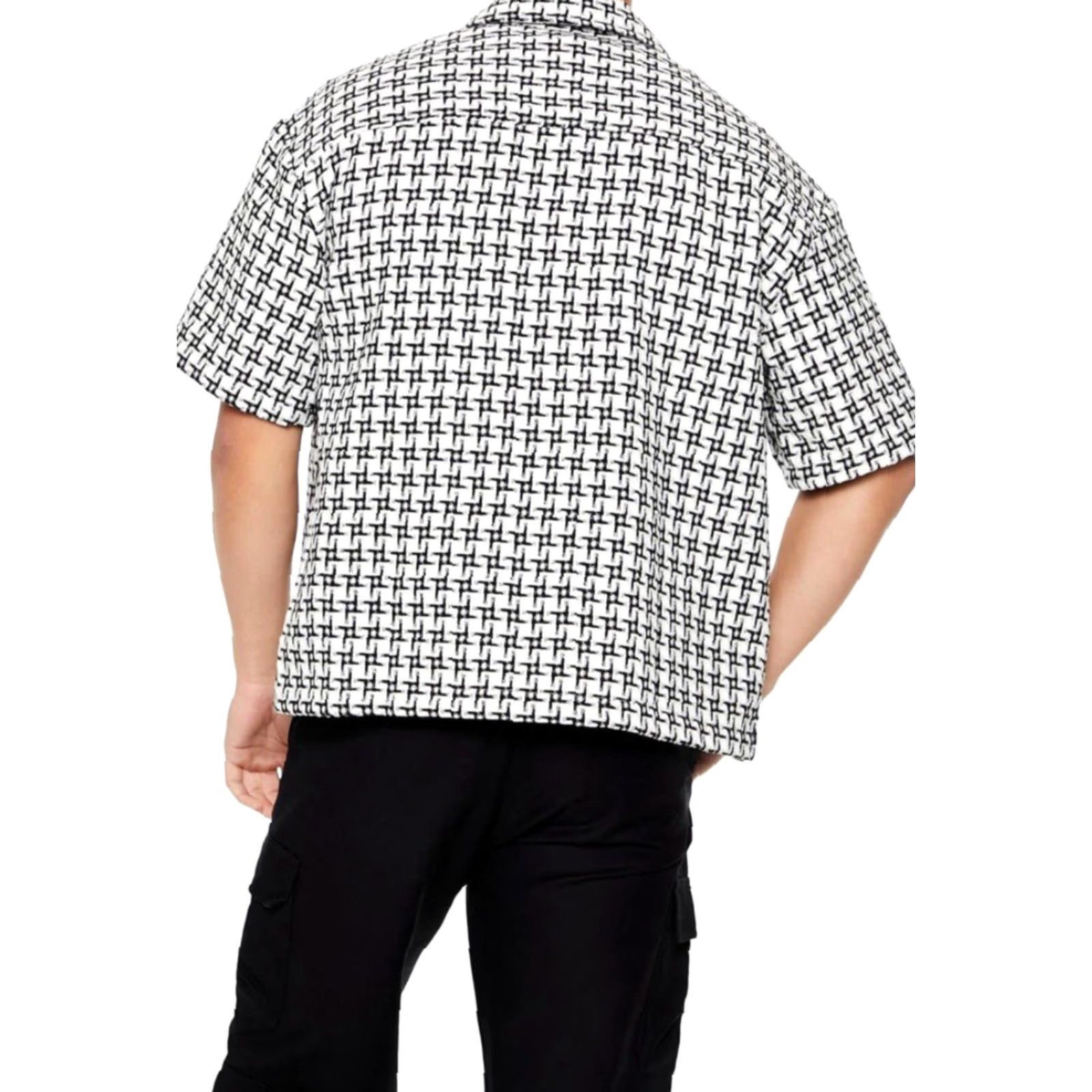 Forever 21 FOREVER 21 Shirt - Men - NWT Textured Geo - Black/White - Size S - Button-Up, Short Sleeve Size US S / EU 44-46 / 1 - 5 Thumbnail