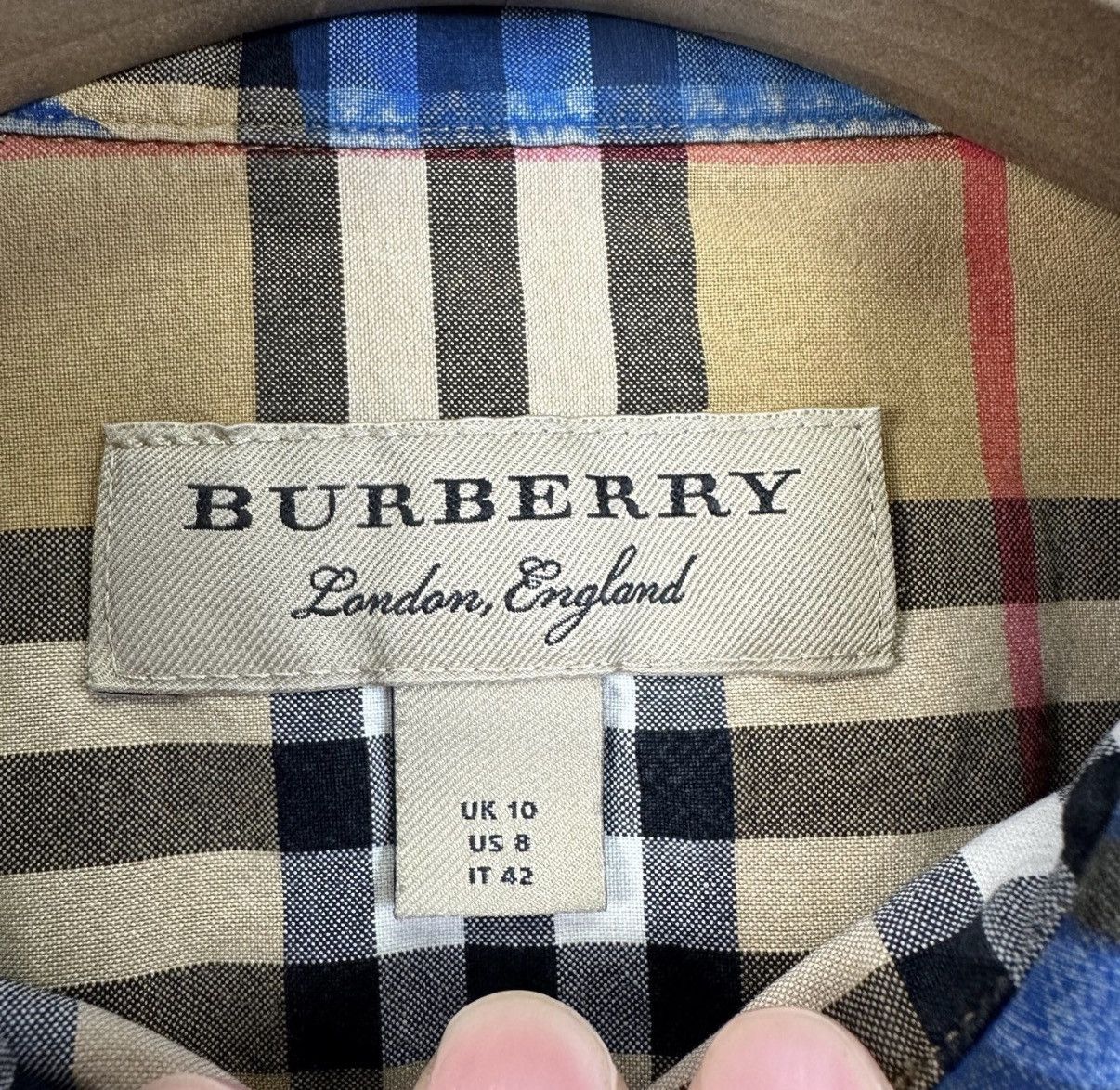Burberry Burberry / Blue Letter Graffiti Plaid Long Sleeve Shirt K12 Size US L / EU 52-54 / 3 - 4 Thumbnail