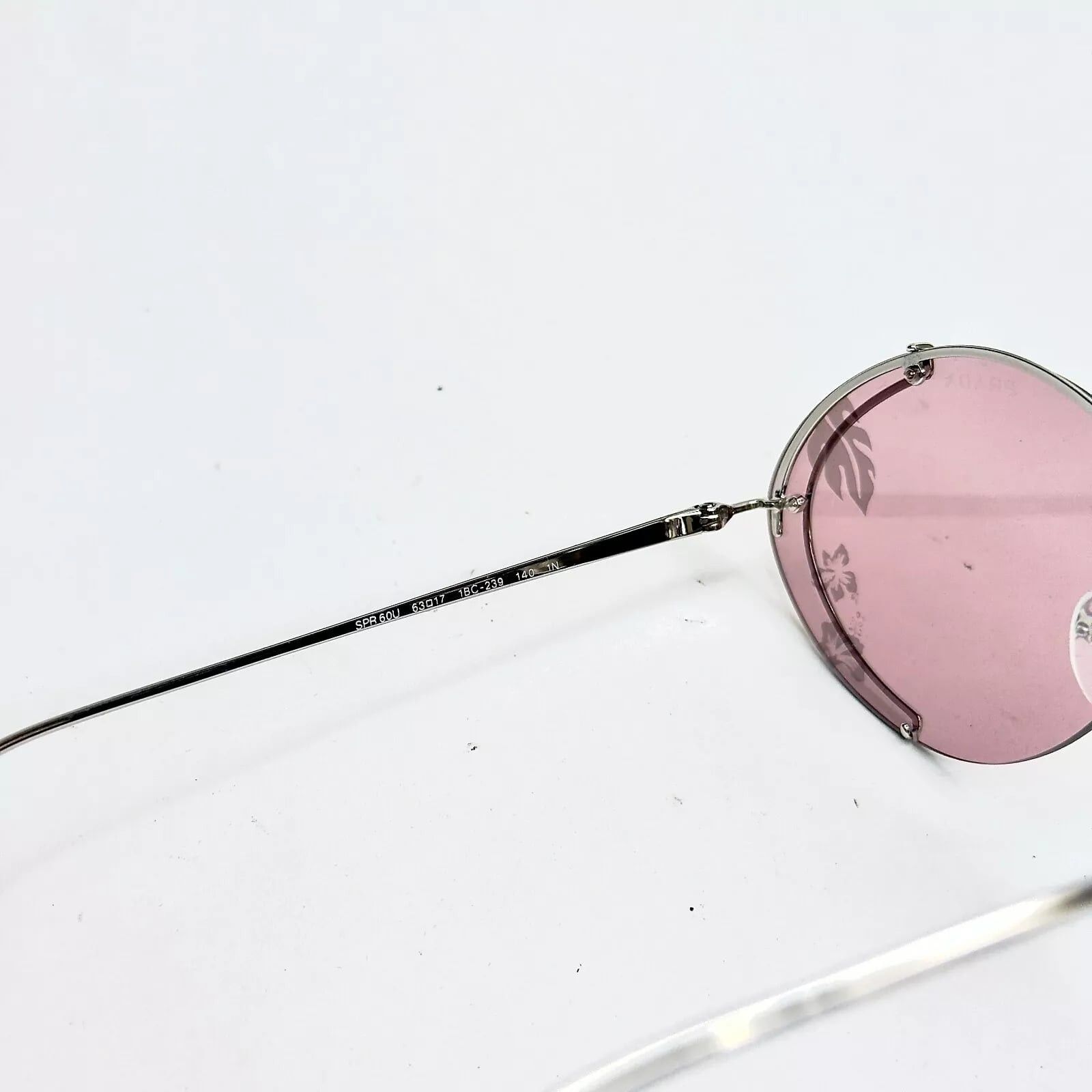 Prada PRADA Oval Metal Sunglasses 60U Silver Pink Mirror PR60US Size ONE SIZE - 2 Thumbnail