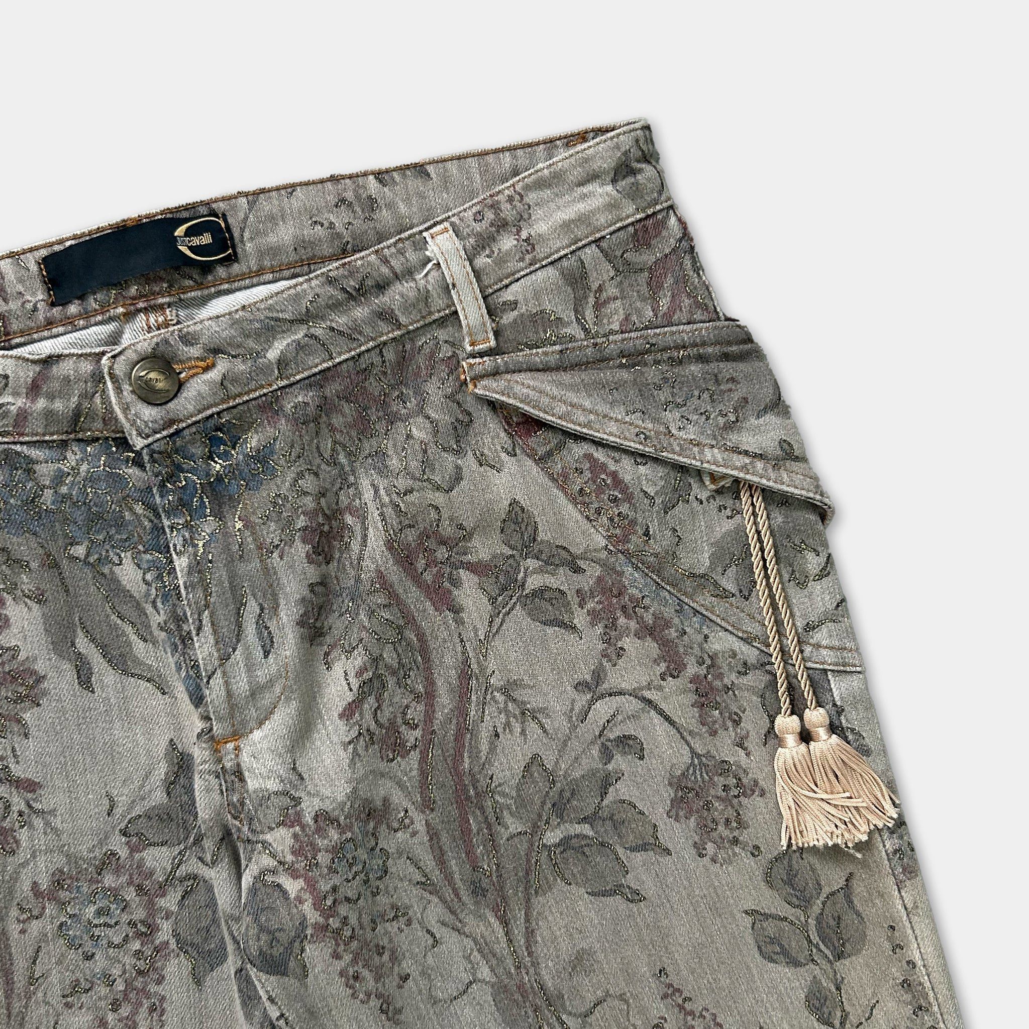 Just Cavalli Just Cavalli Floral Print Flared Jeans Blue Size US 30 / EU 46 - 2 Thumbnail