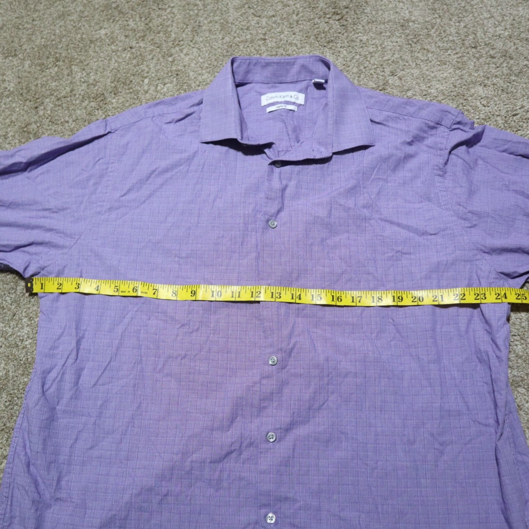Calvin Klein VINTAGE Calvin Klein Shirt Plaid Button-Down Long Sleeve Men XL Purple Cotton 36/37 Business Mens Size US XL / EU 56 / 4 - 4 Thumbnail