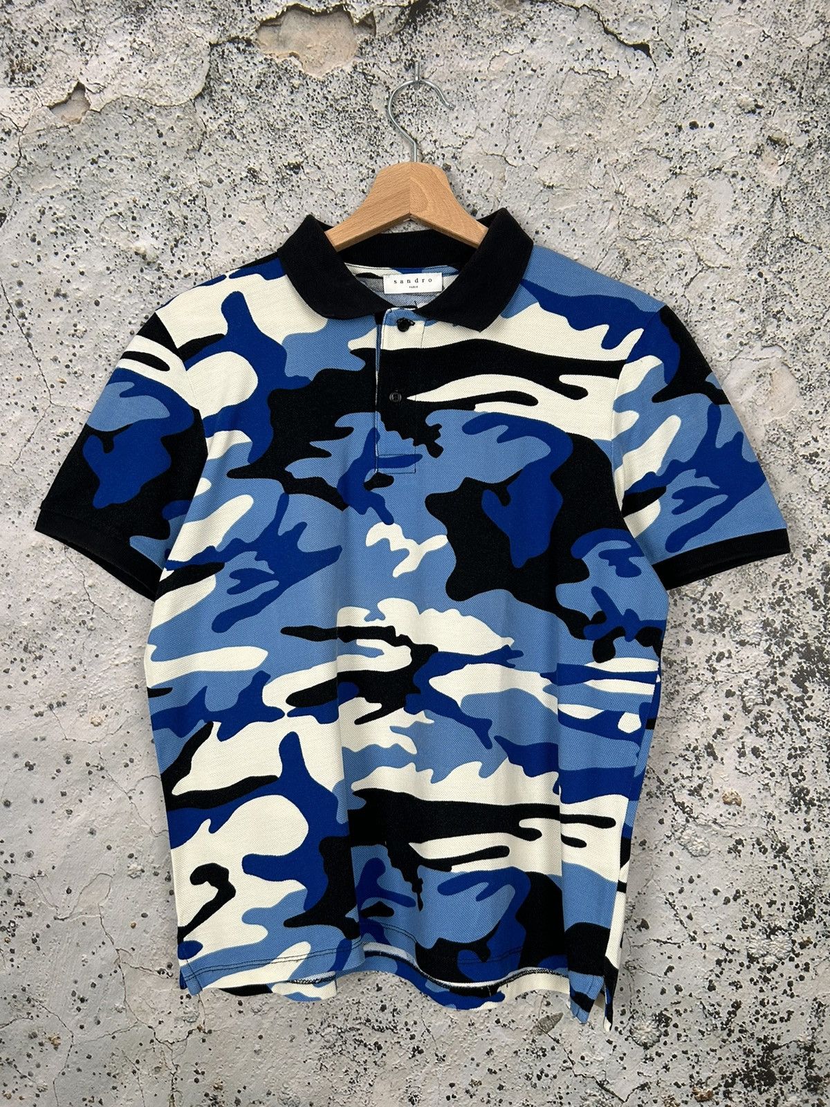 Sandro Sandro Paris Camo Polo Shirt Designer Streetwear Vintage Size US S / EU 44-46 / 1 - 1 Thumbnail