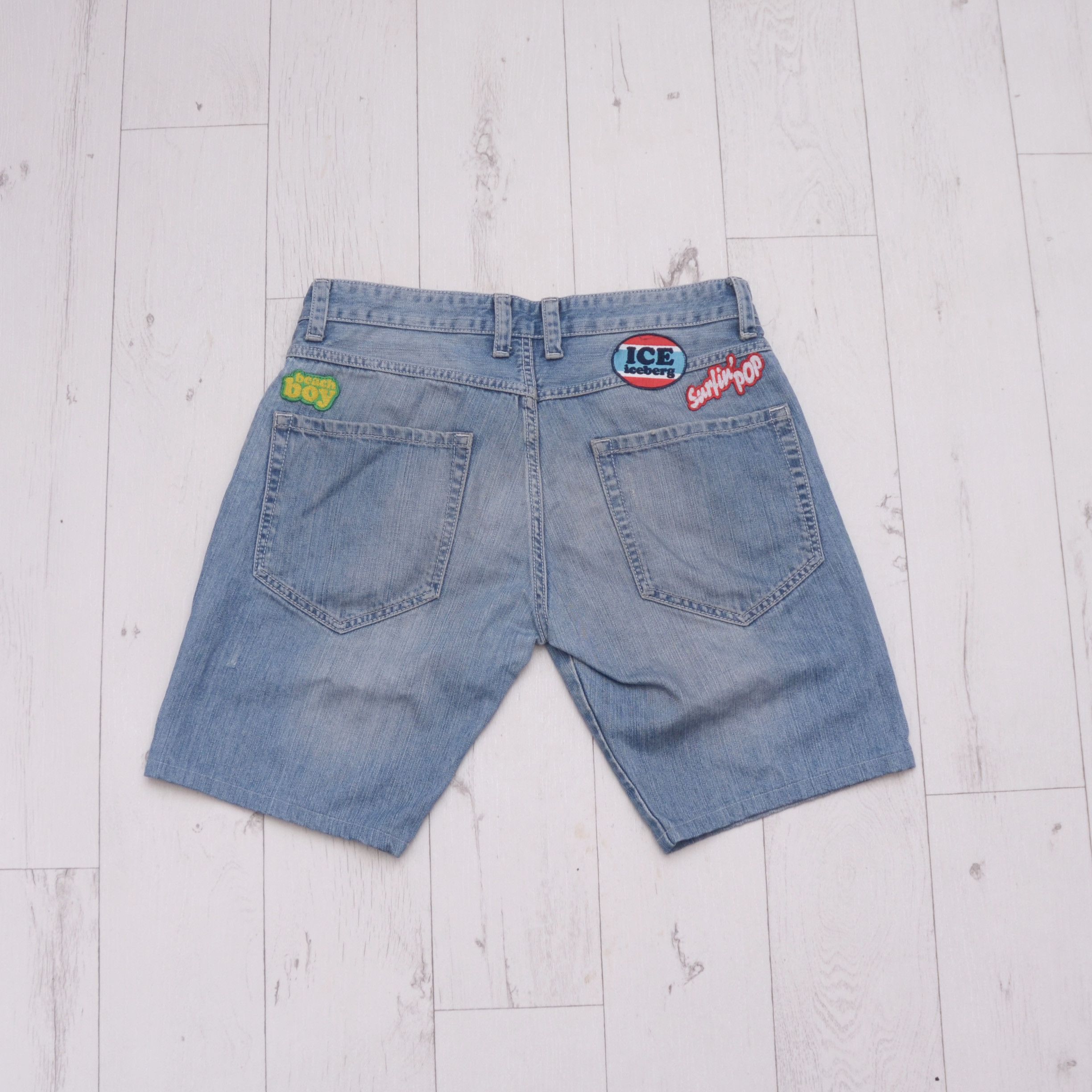 Iceberg Vintage Iceberg Jean Shorts Jorts Surfin POP Patch Logo Size US 33 - 2 Thumbnail