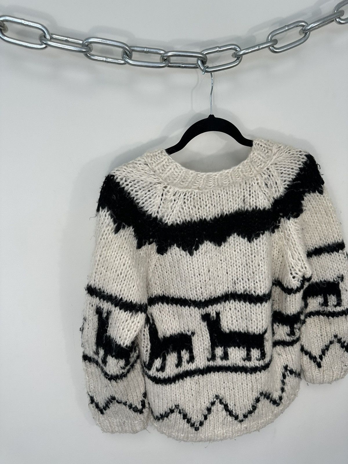 Vintage Vintage 90s Lana Abstract Art Wool V-Neck Sweater Size US M / EU 48-50 / 2 - 5 Thumbnail