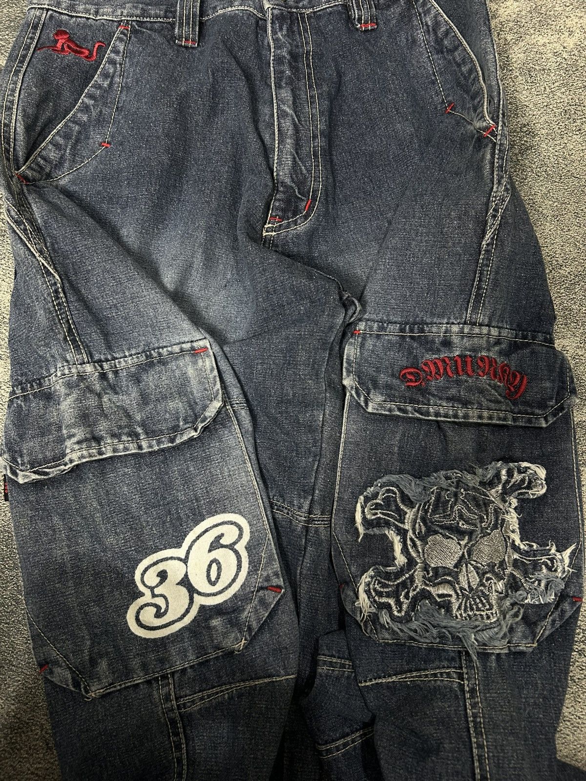 DrunknMunky Y2k Vtg Drunknmunky Baggy Jeans Embroidered Skull Size US 28 / EU 44 - 5 Thumbnail