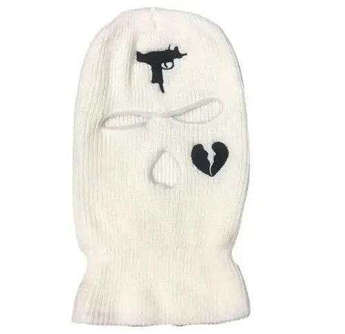 Other Embroidered Balaclava Ski Mask Head Facemask White Color Size ONE SIZE - 2 Thumbnail
