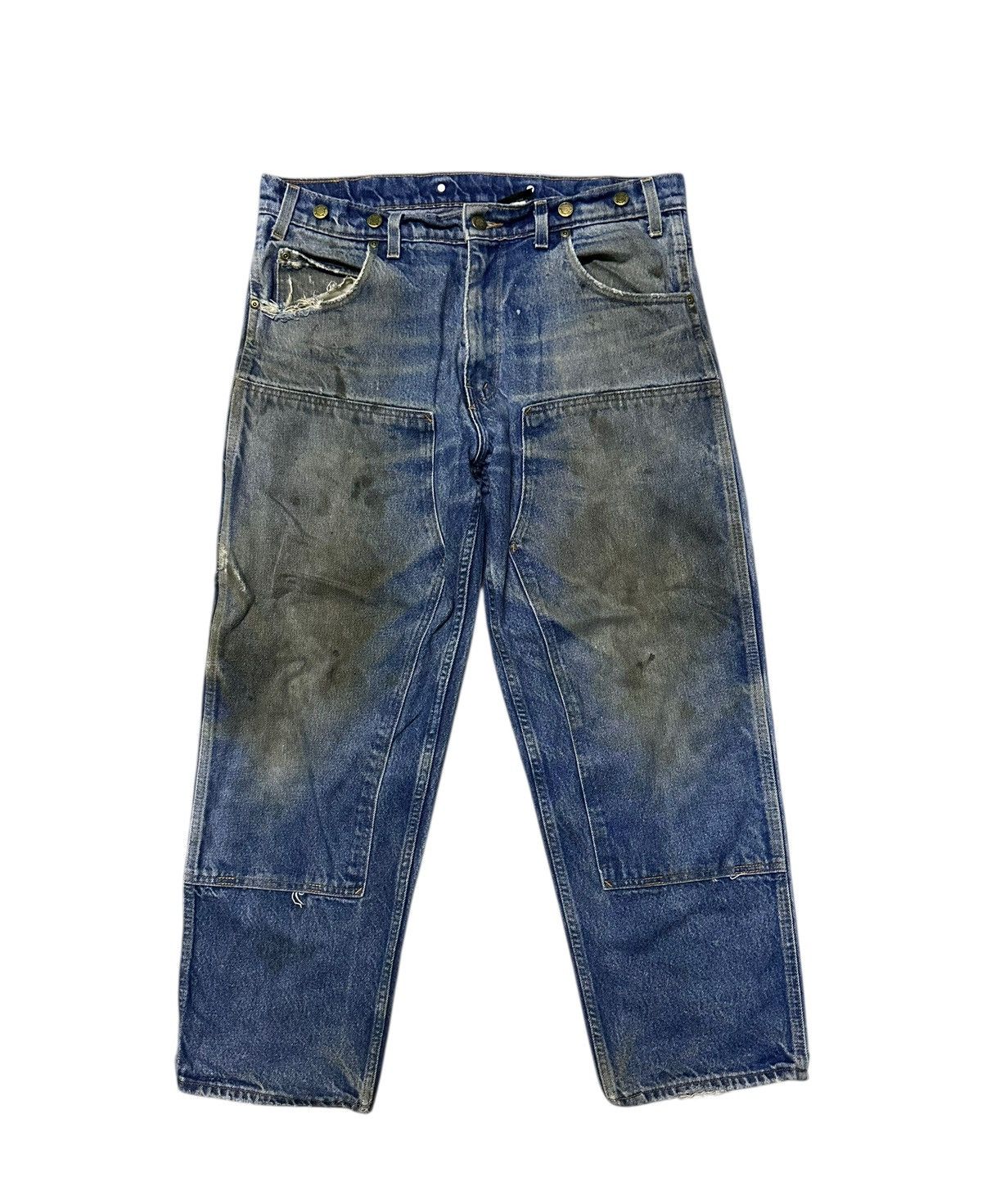 Vintage 80s Prison blue double knee denim jeans size 36