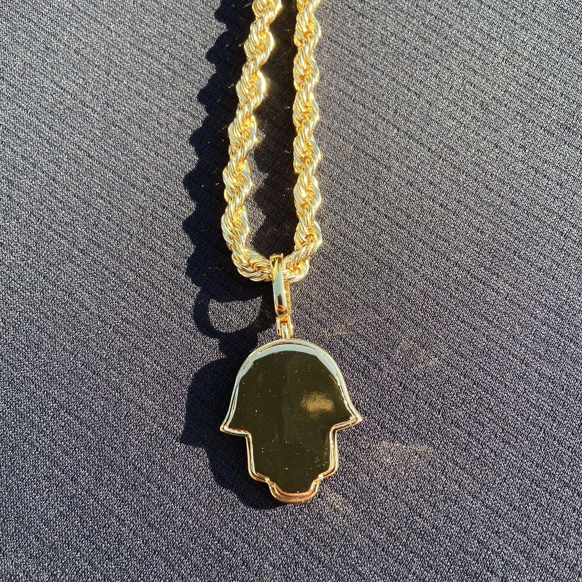 Jewelry Gold Chain Rope Chain Necklace 24in 6mm and Hamsa Hand Charm Size ONE SIZE - 5 Thumbnail