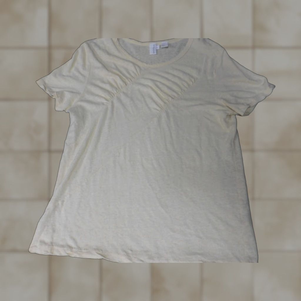 DKNY DKNY Womens Blouse L Yellow Cap Sleeve Crew Neck Pullover Short Sleeve Solid Ruffle Casual Regular Women Clothing Size L / US 10 / IT 46 - 1 Thumbnail