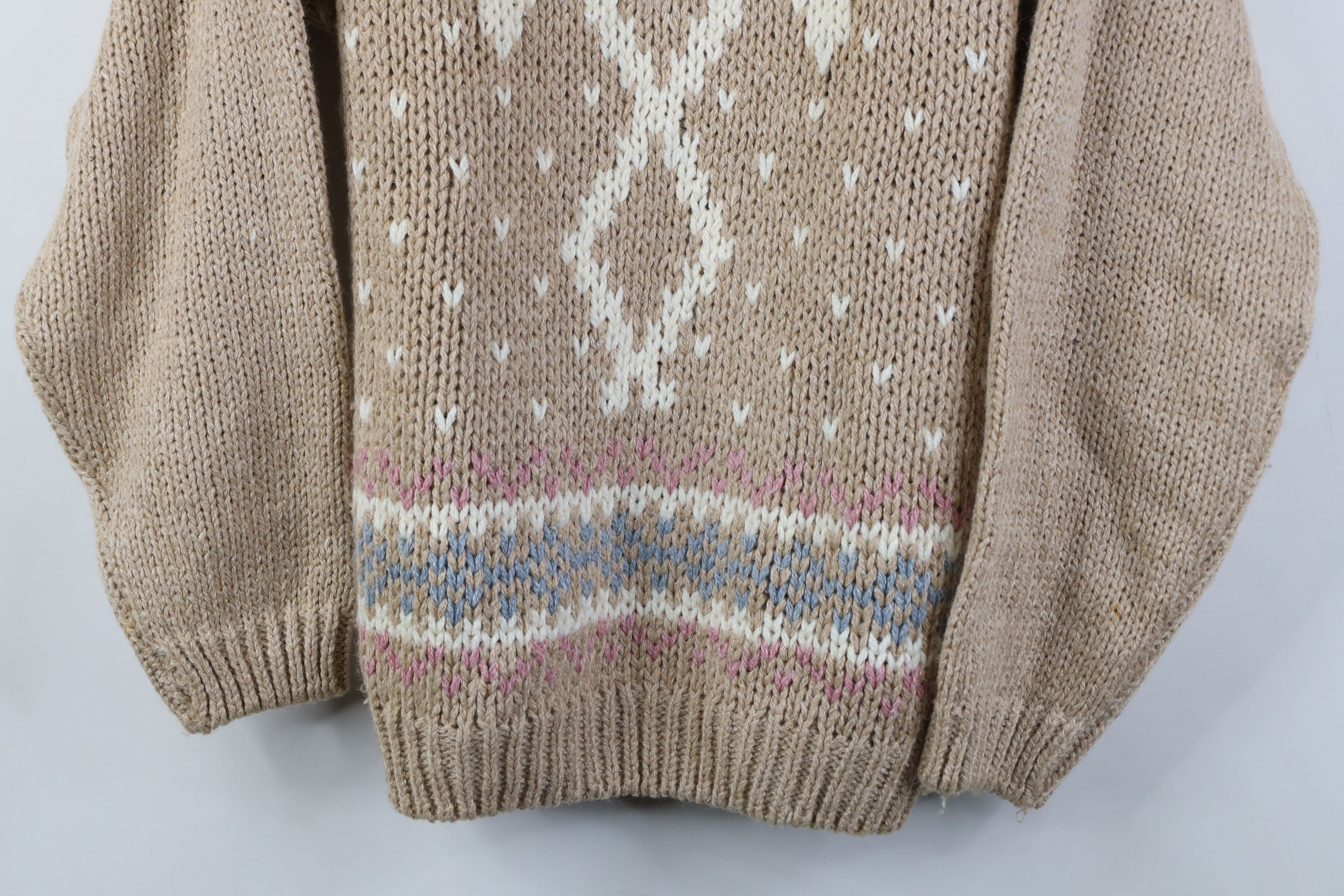 Vintage Vintage 90s Streetwear Hand Knit Flower Turtleneck Sweater Size M / US 6-8 / IT 42-44 - 3 Thumbnail