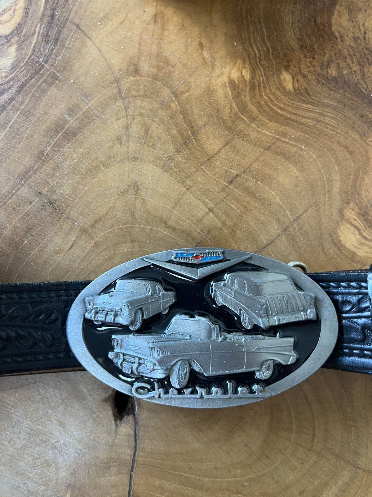 Vintage Vintage 1988 Chevrolet bel air Belt Buckle rare car leather Size 34 - 2 Thumbnail
