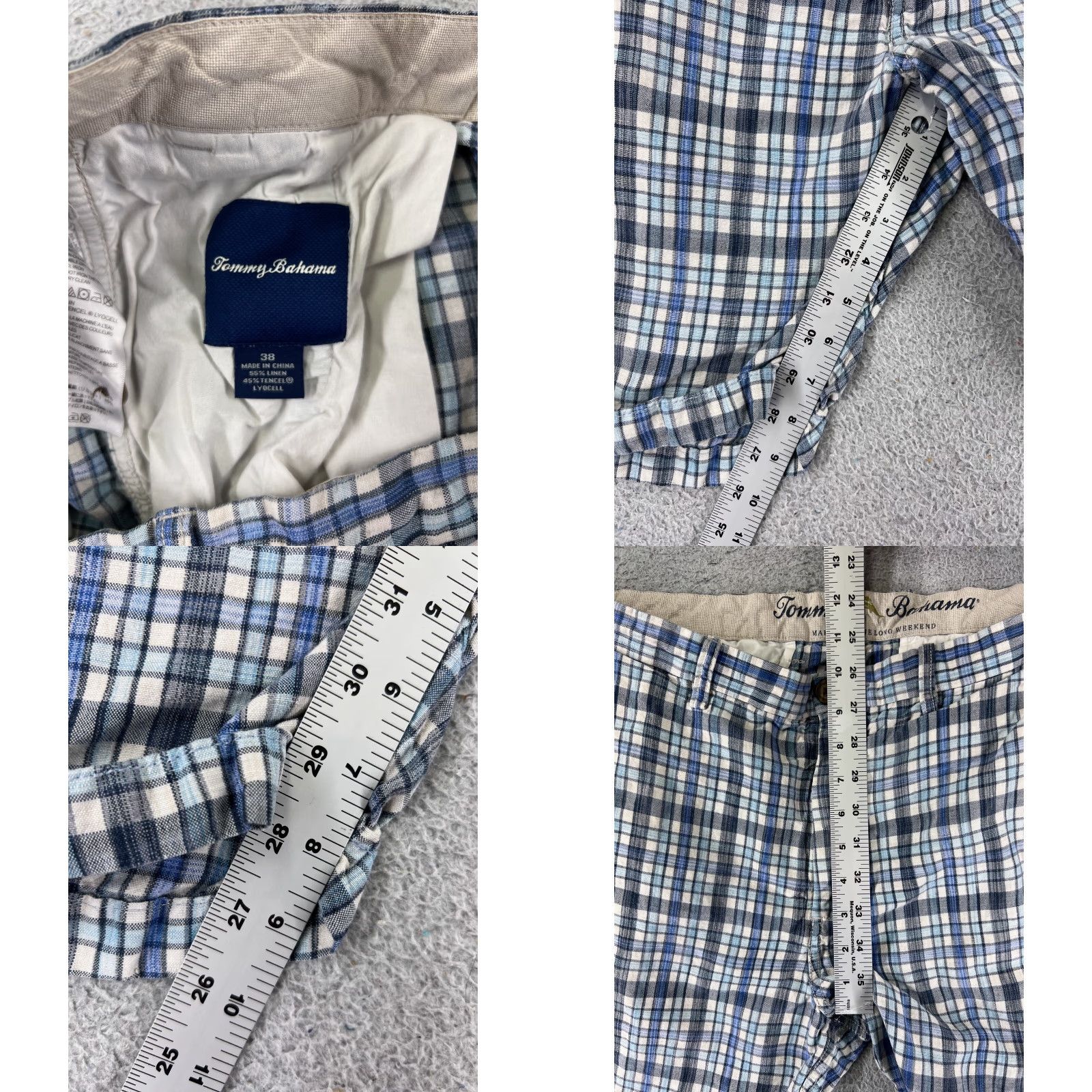Tommy Bahama Tommy Bahama Shorts Mens 38 Blue Plaid Linen Tencel Blend Beach Vacation Vegas Size US 38 / EU 54 - 8 Thumbnail
