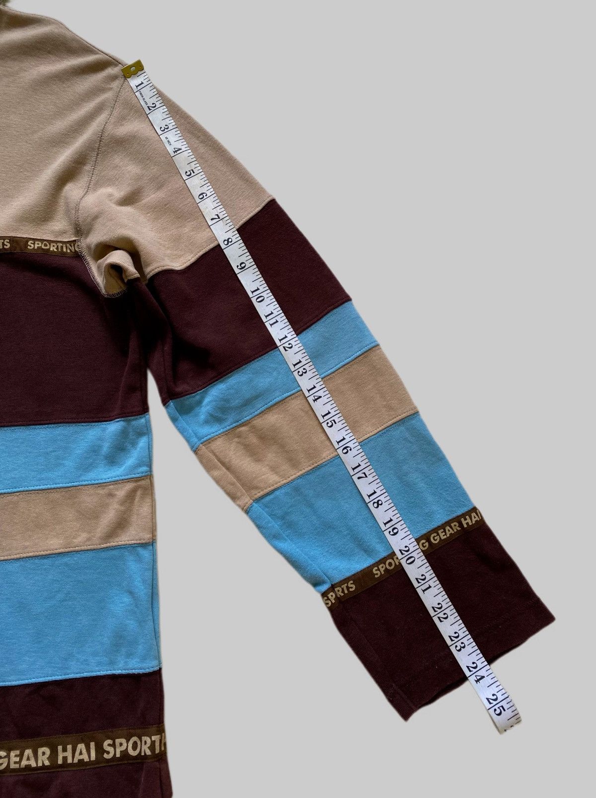 Hai Sporting Gear Vintage HAI Sporting Gear Panelled Stripe Hoodie Size US M / EU 48-50 / 2 - 6 Thumbnail