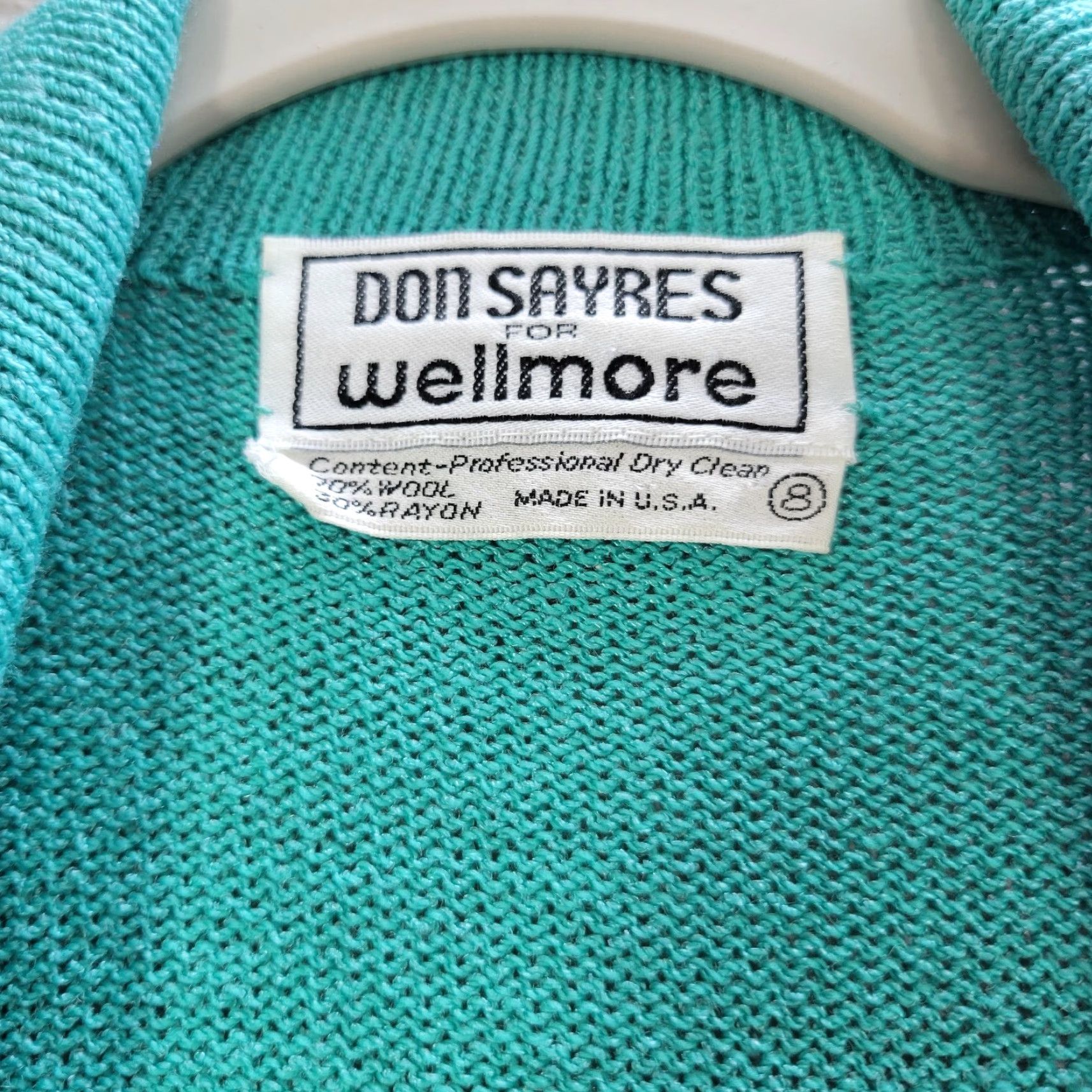 Vintage Don Sayres for Wellmore Turquoise Knit Wool Rayon Jacket Blazer Double-Breasted Sz 8 Womens Size M / US 6-8 / IT 42-44 - 3 Thumbnail