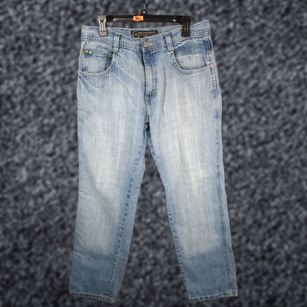 Southpole VINTAGE Southpole Jeans Mens 34 Regular 32 x 34 Blue Distressed Relaxed Straight 90s Grunge Hip Hop Mens Size US 32 / EU 48 - 1 Thumbnail
