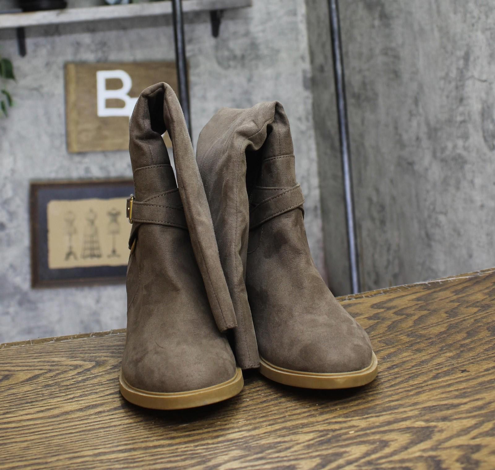 Style & Co New Style & Co. Heel Boots Dark Taupe Microsuede Brown 7m Size US 7 / IT 37 - 4 Thumbnail
