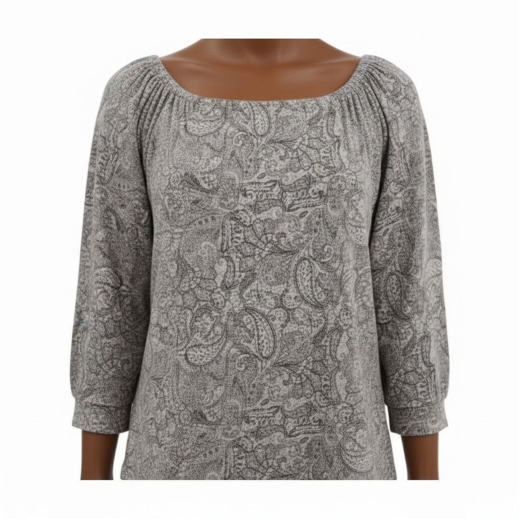 J. Jill J Jill Smocked Square Neck Top Women M Boho 3/4 Sleeve Cotto Size M / US 6-8 / IT 42-44 - 1 Thumbnail