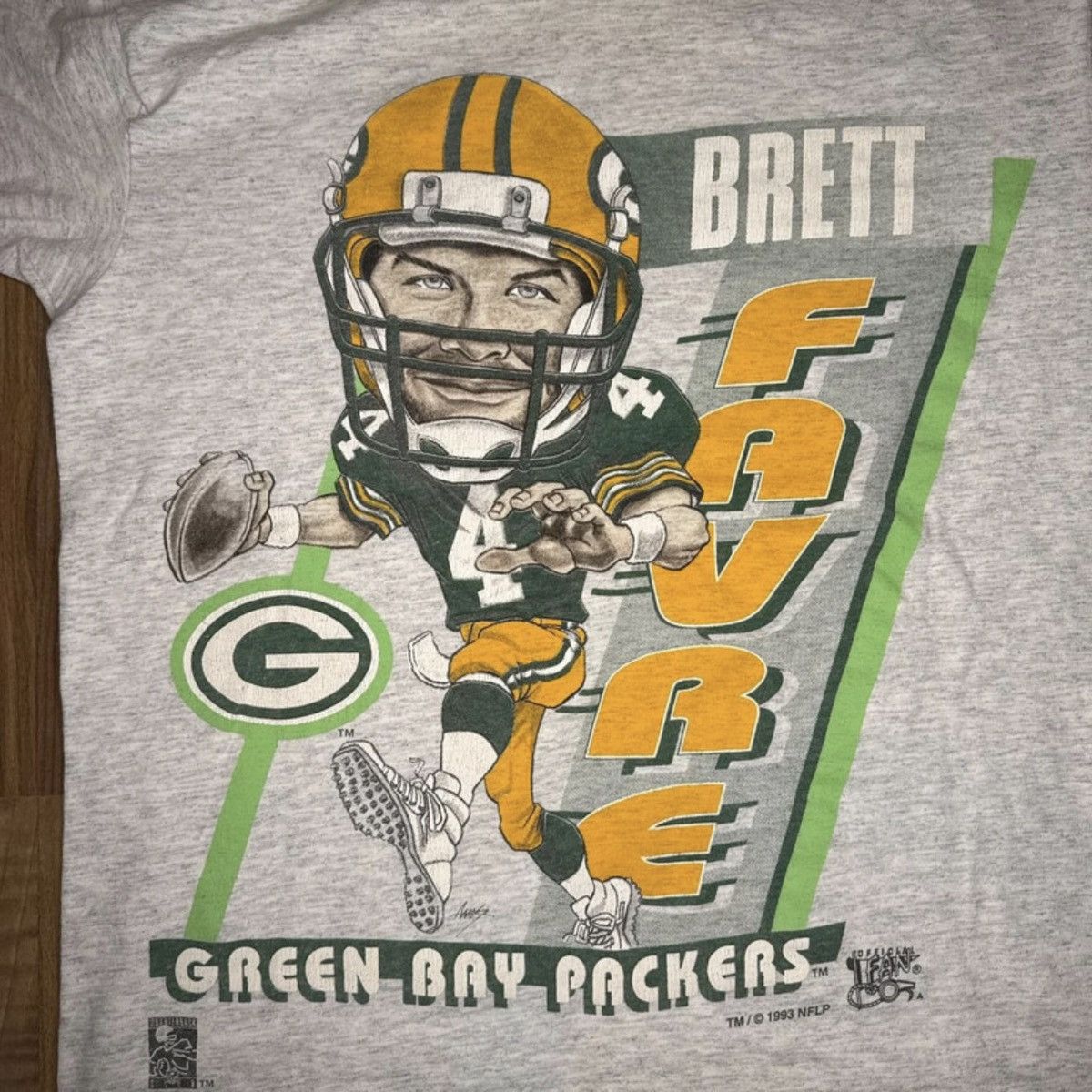 Artek Vintage 90s Artex Brett Favre Green T-shirt Grey Mens Large Size US L / EU 52-54 / 3 - 2 Thumbnail