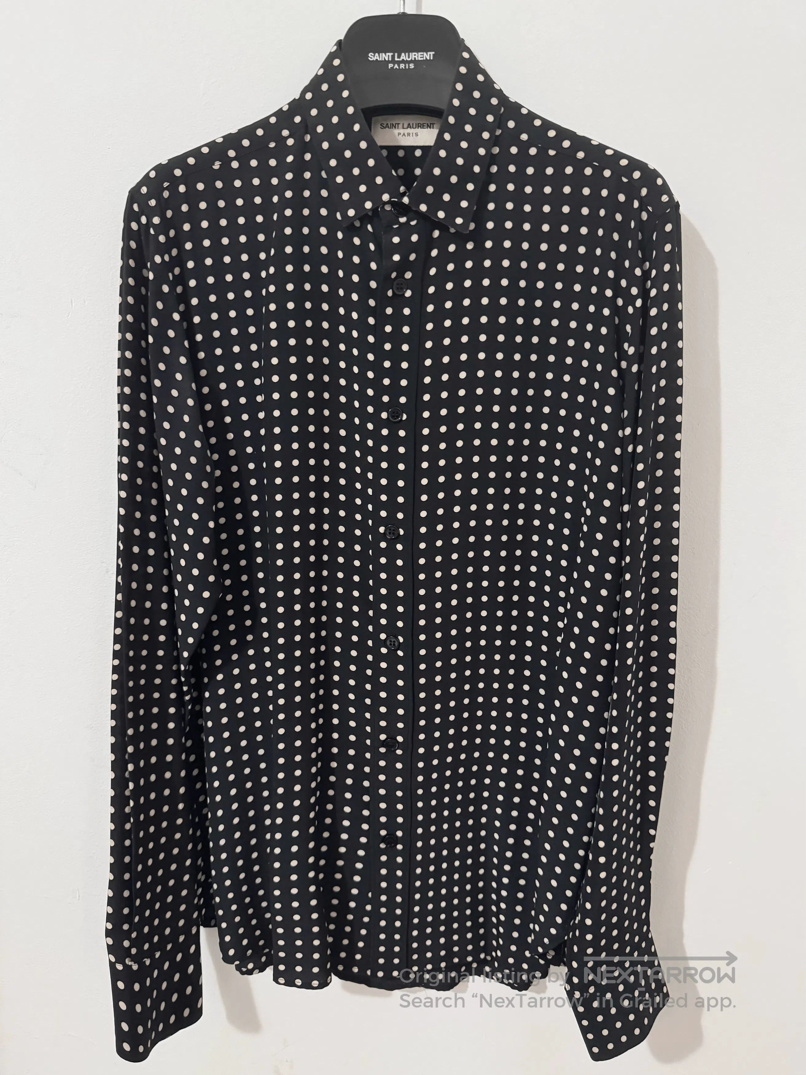 Saint Laurent Paris Saint Laurent Polka Dot Silk Shirt. Size US M / EU 48-50 / 2 - 1 Thumbnail