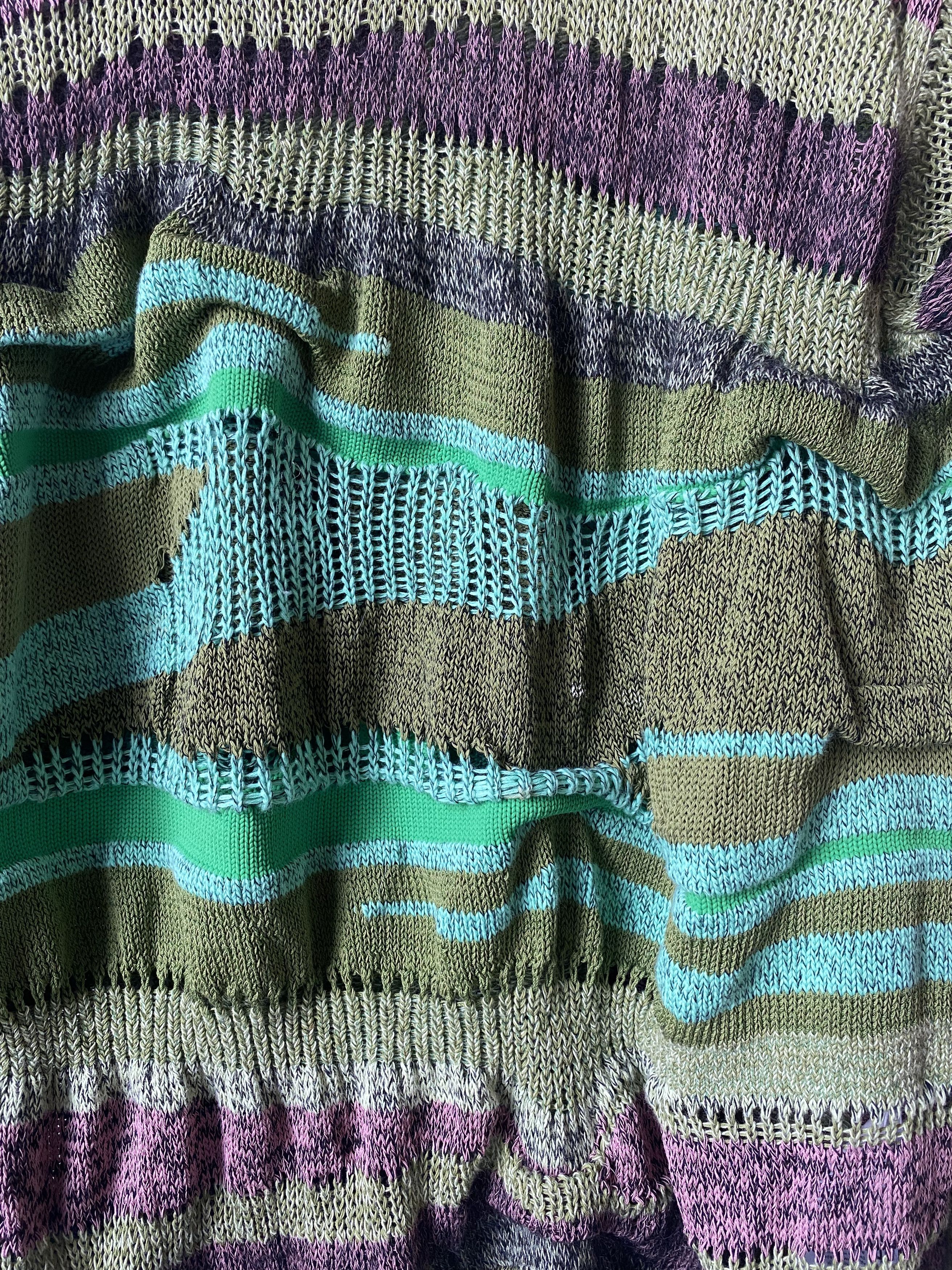 Kenzo Kenzo Striped Knit Sweater with Cut-out Detail Size M Size US M / EU 48-50 / 2 - 2 Thumbnail